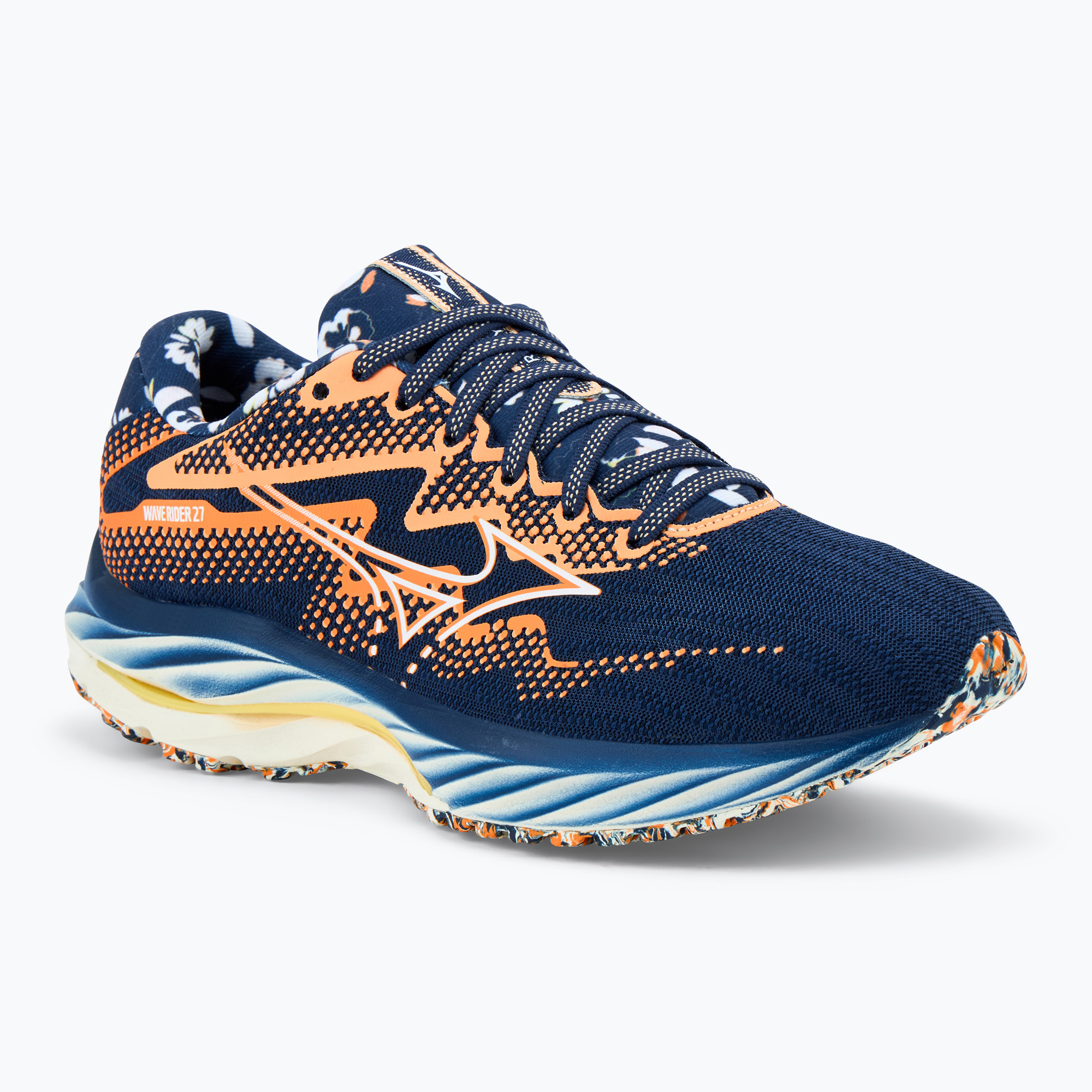 Women's running shoes Mizuno Wave Rider 27 Roxy naval academy/ white/ peach fuzz (38.5 EU)