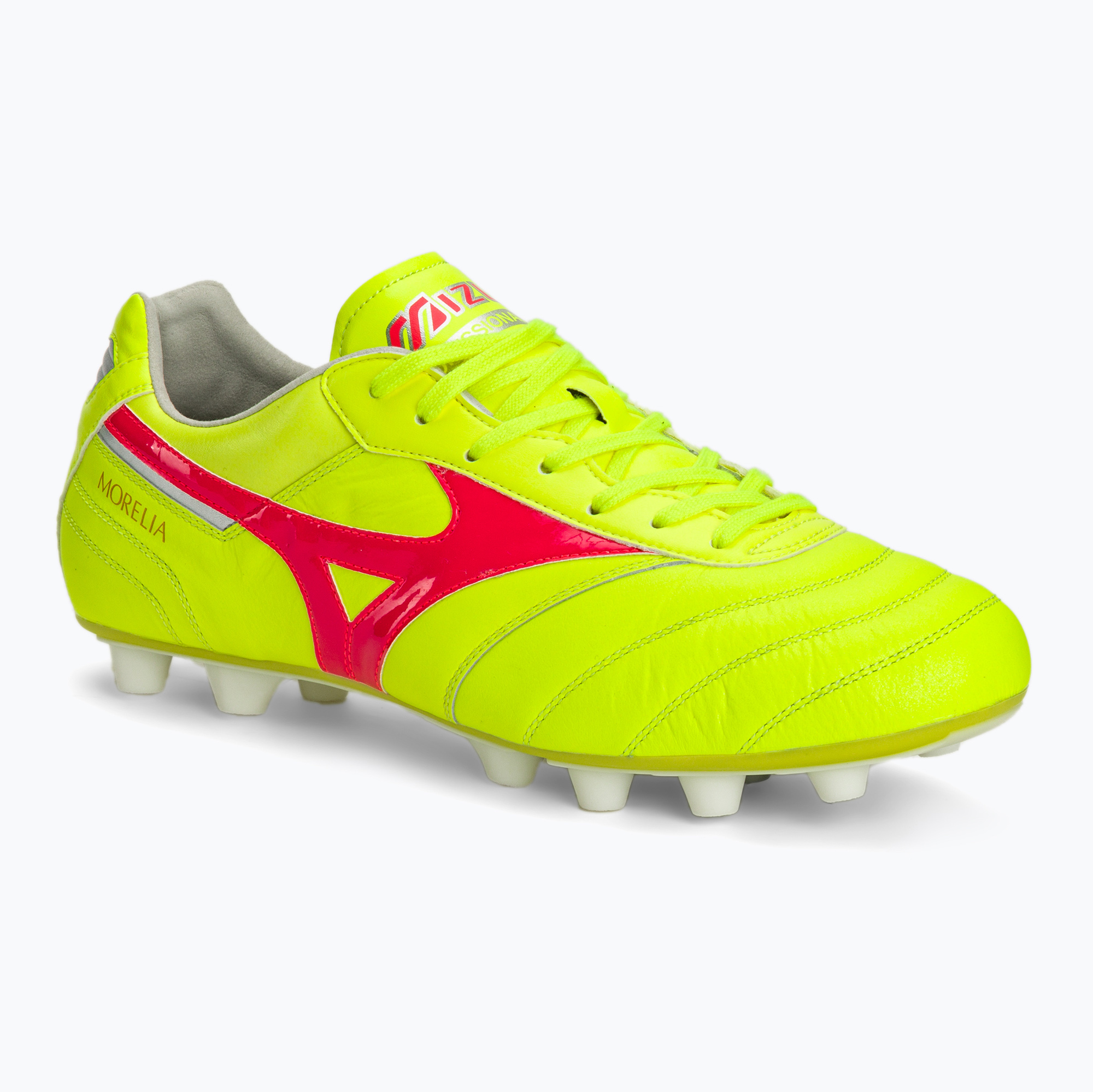 Mizuno Morelia II Elite MD safety yellow/fiery coral 2/galaxy silver men's football boots (46 EU)