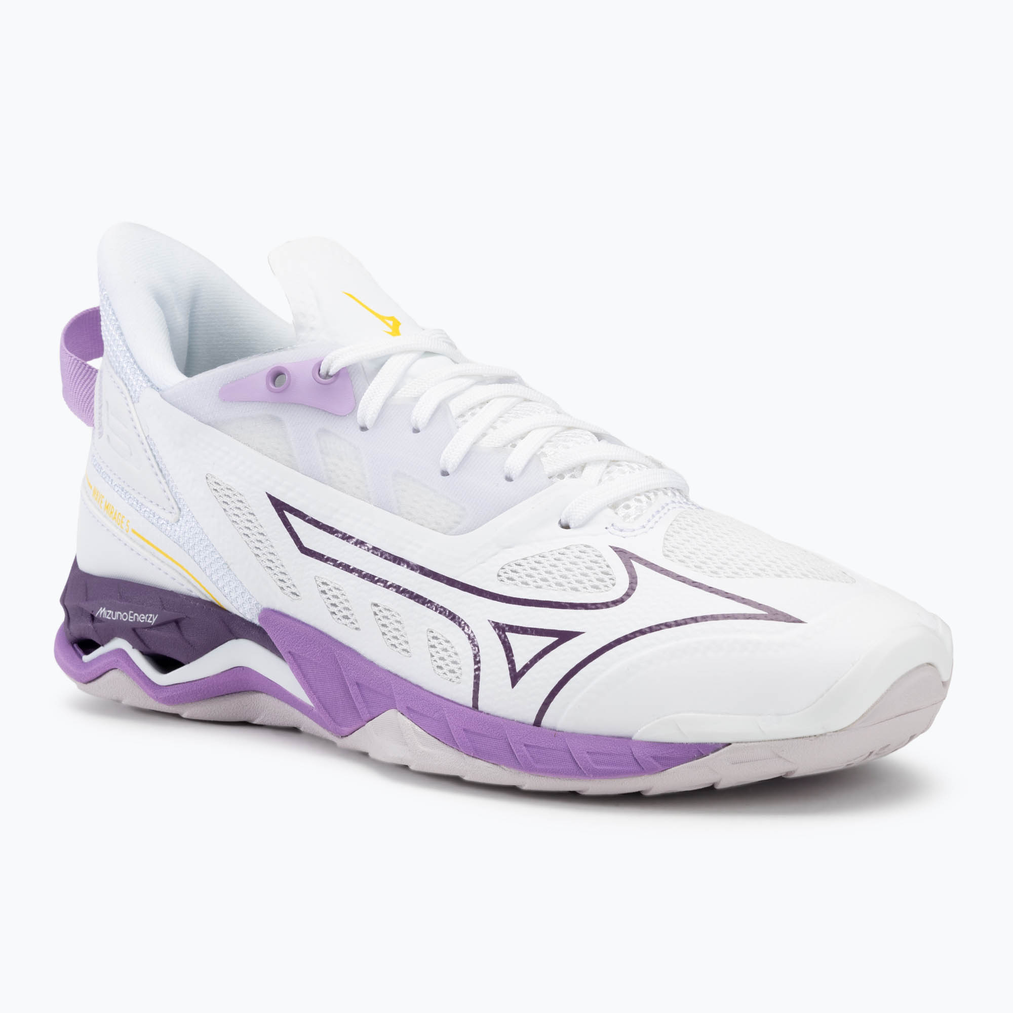 Women's handball shoes Mizuno Wave Mirage 5 white/patrician purple/quince (37 EU)