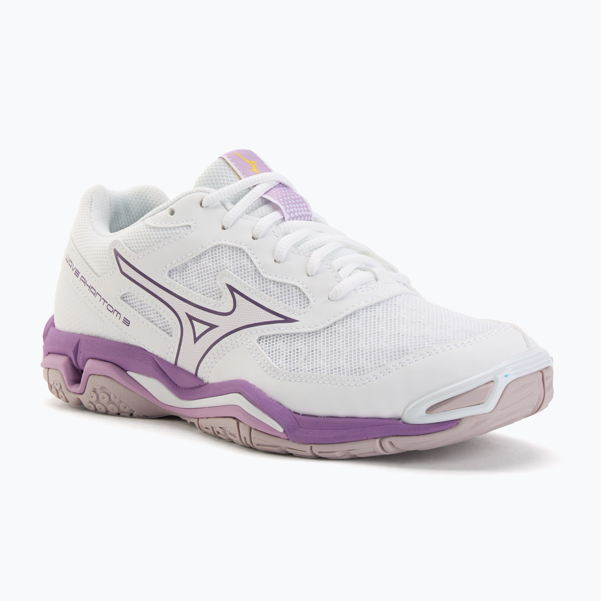 Women's handball shoes Mizuno Wave Phantom 3 white/patrician purple/quince (38.5 EU)