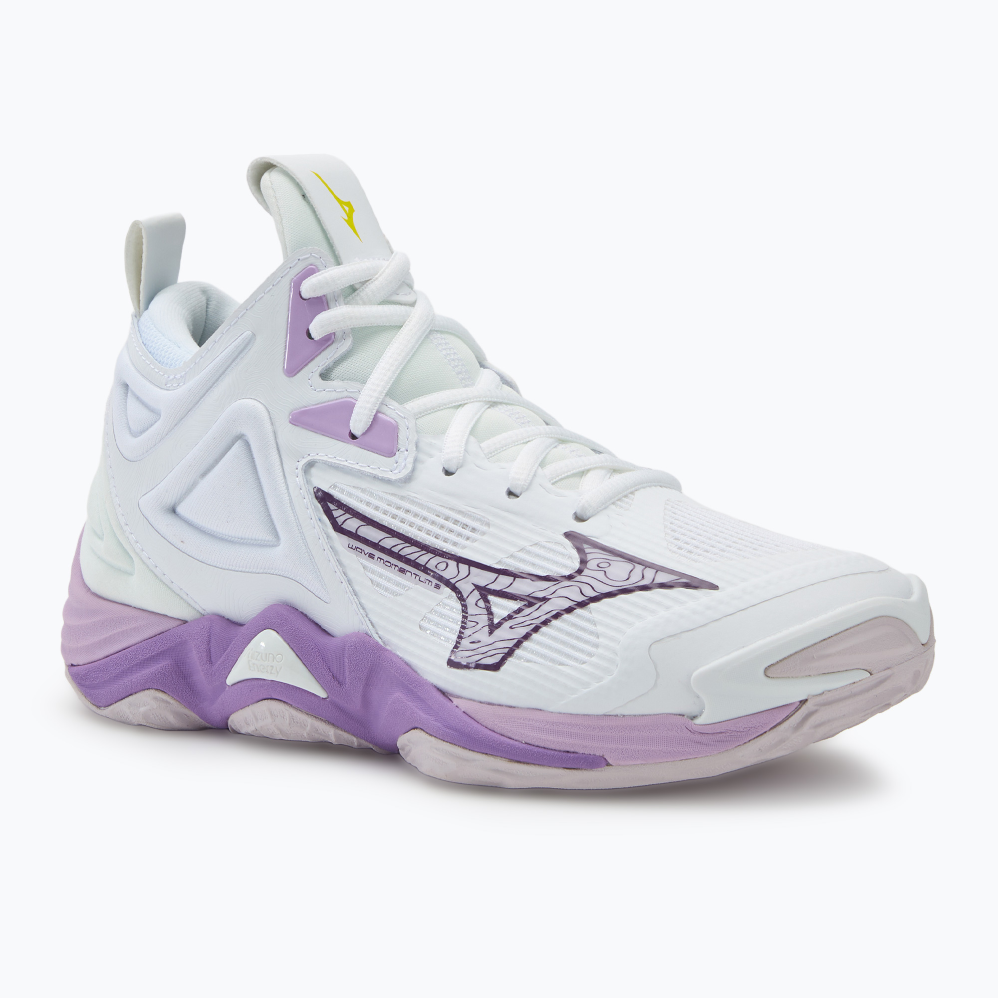 Women's volleyball shoes Mizuno Wave Momentum 3 Mid white/patrician purple/quince (36.5 EU)