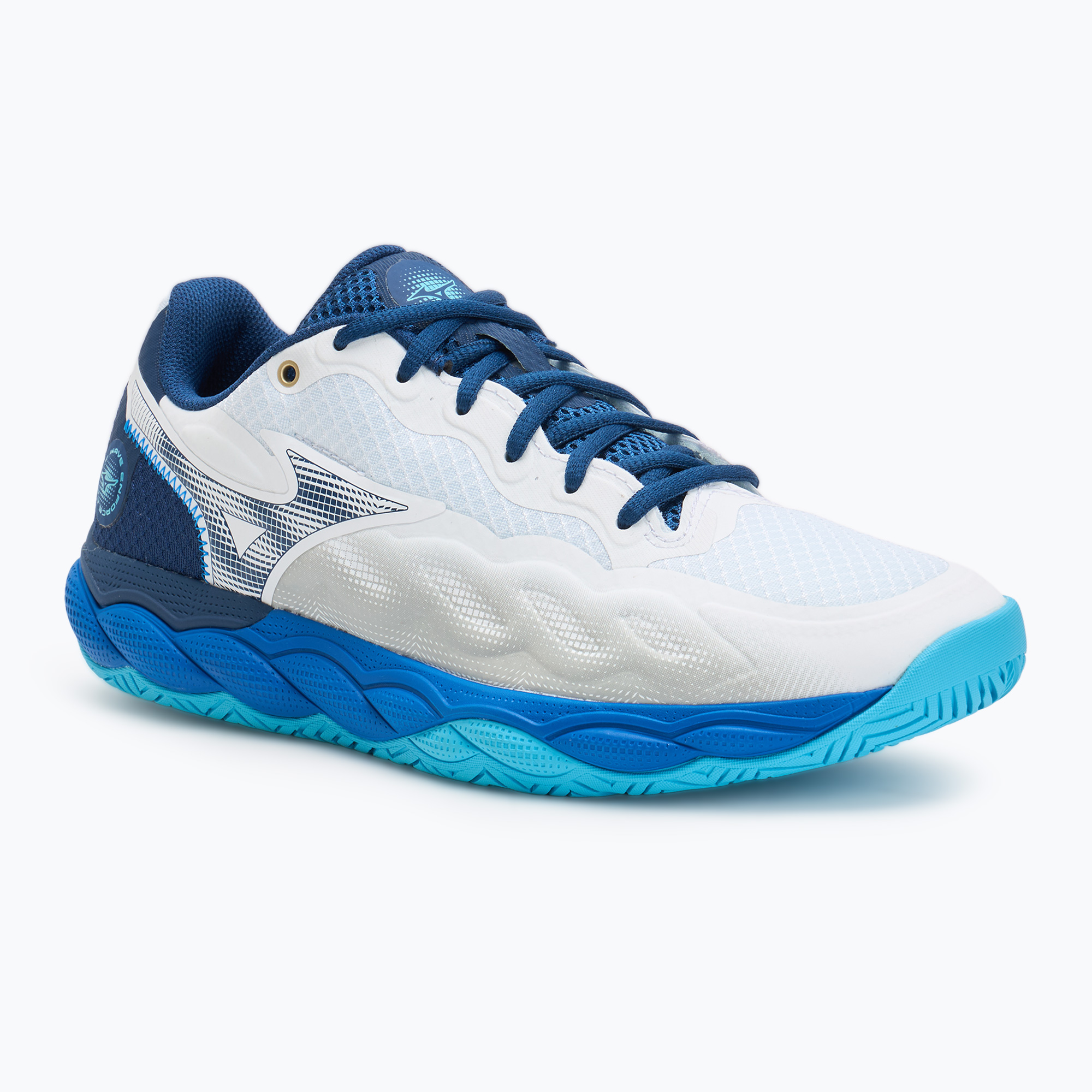 Mizuno Wave Enforce Court AC tennis shoes white/estate blue/river blue (40.5 EU)