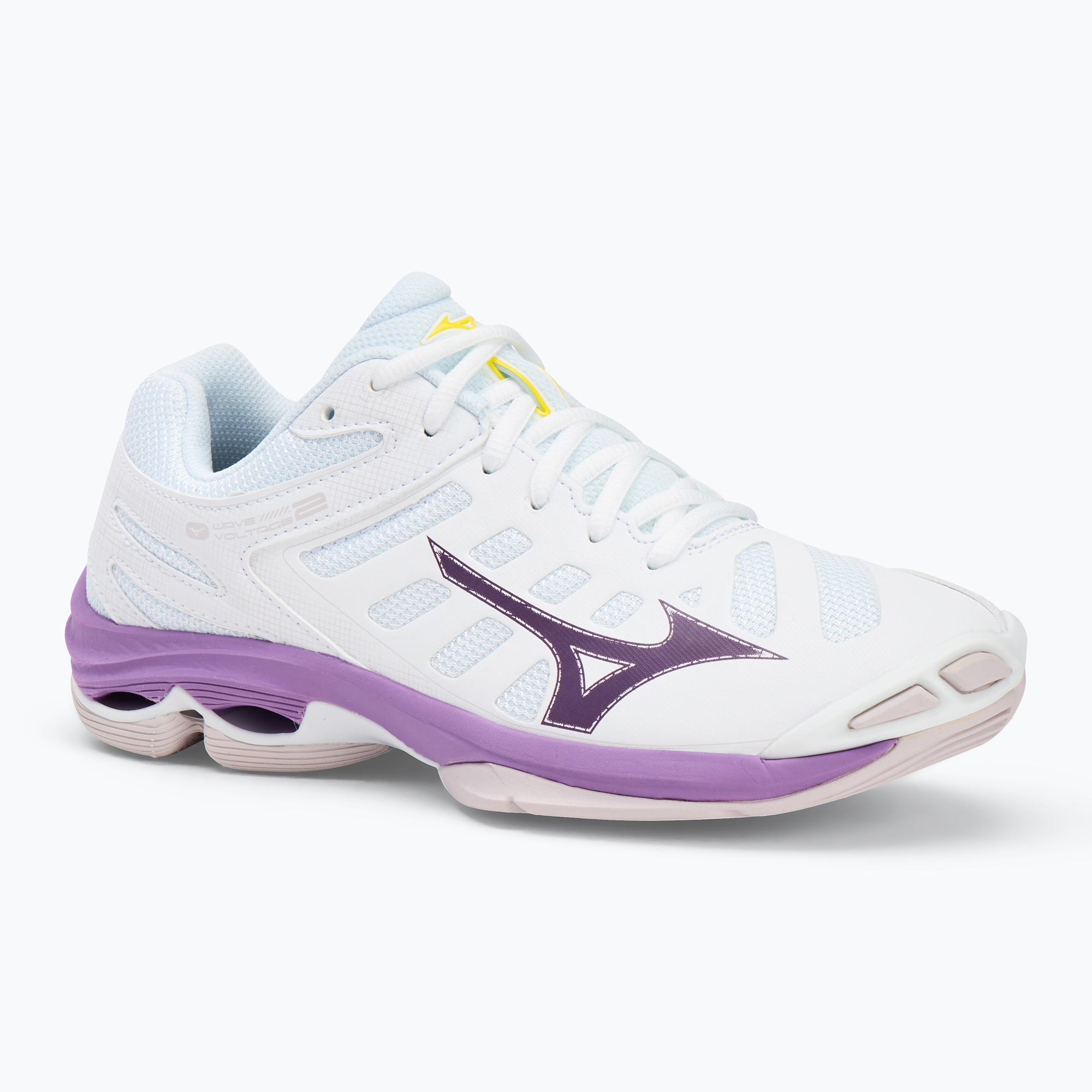 Women's volleyball shoes Mizuno Wave Voltage 2 white/patrician purple/quince (38.5 EU)