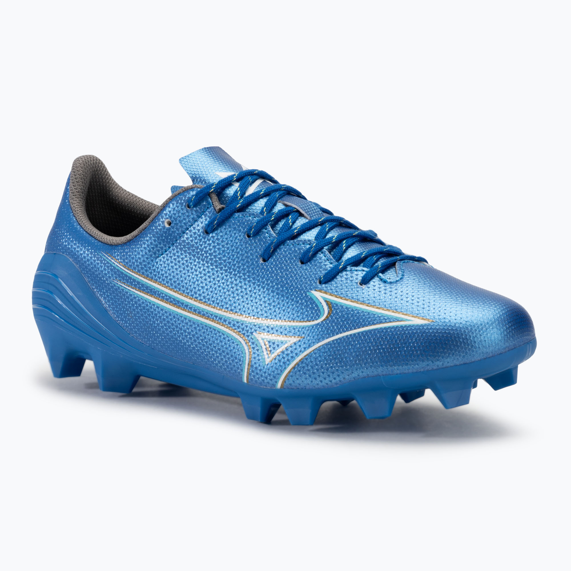Men's football boots Mizuno α Select FG white/laser blue/gold (40 EU)