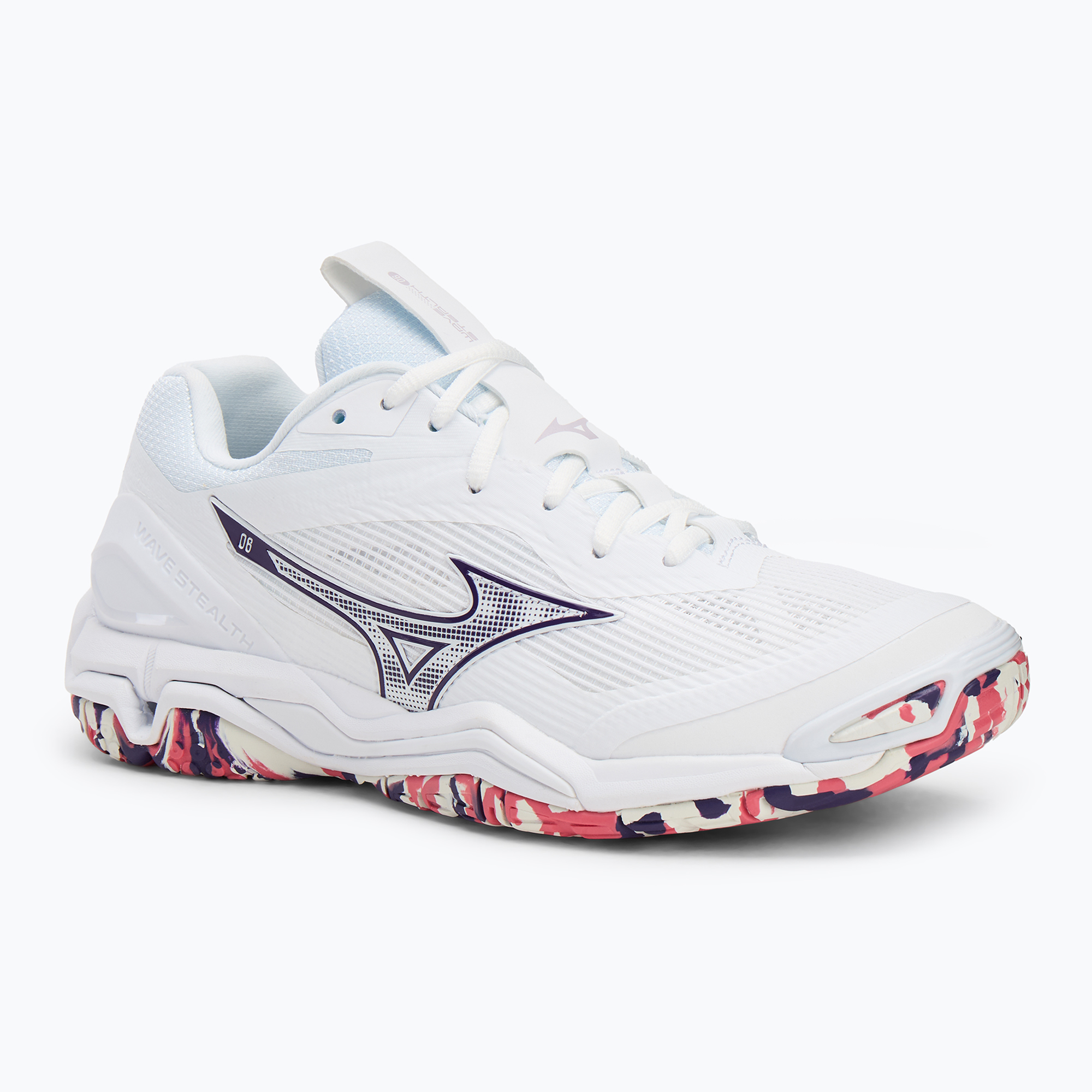 Mizuno Wave Stealth 6 shoes white/violet indigo/camellia rose (38 EU)