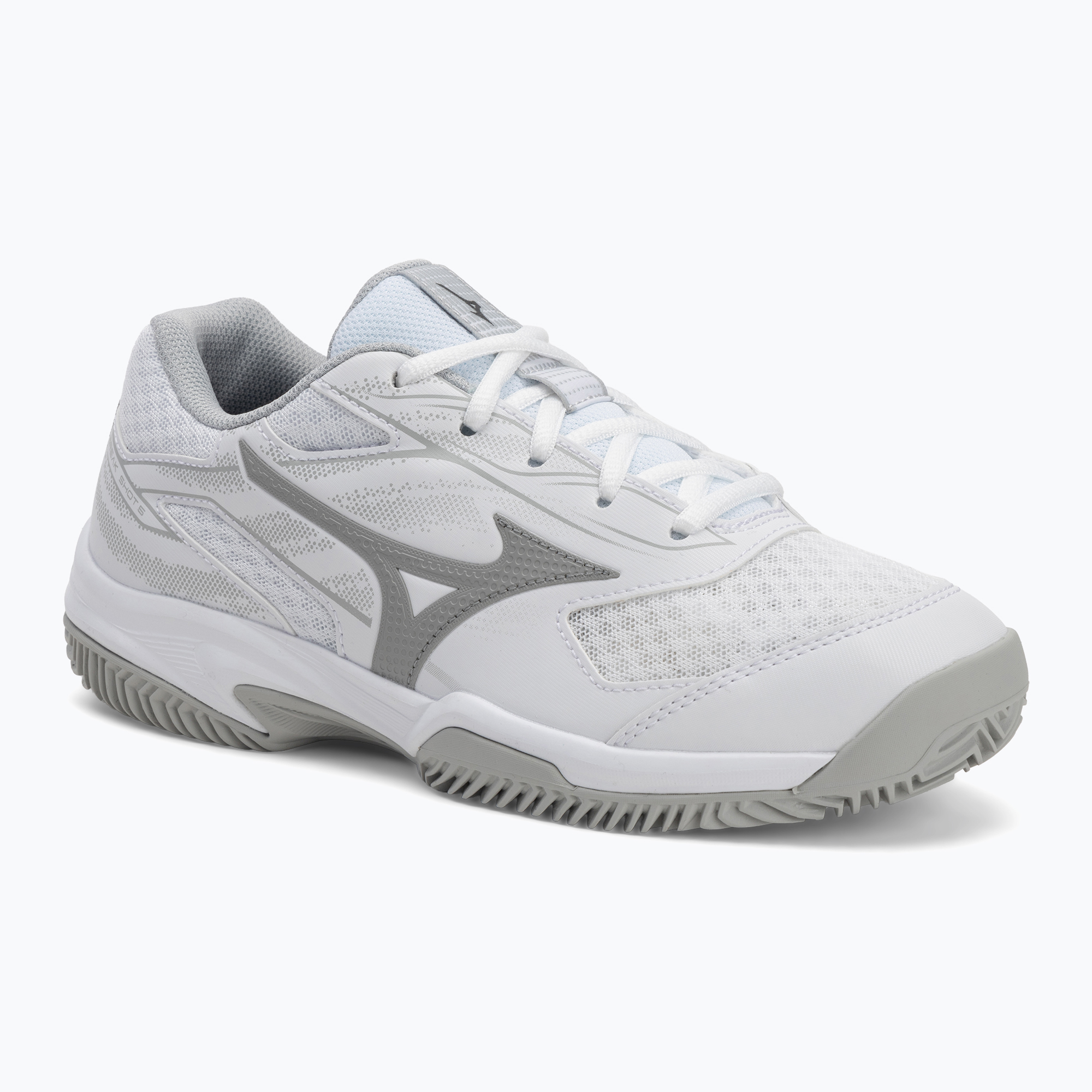 Women's tennis shoes Mizuno Break Shot 5 CC white/ ultimate gray/ harbor mist (40 EU)