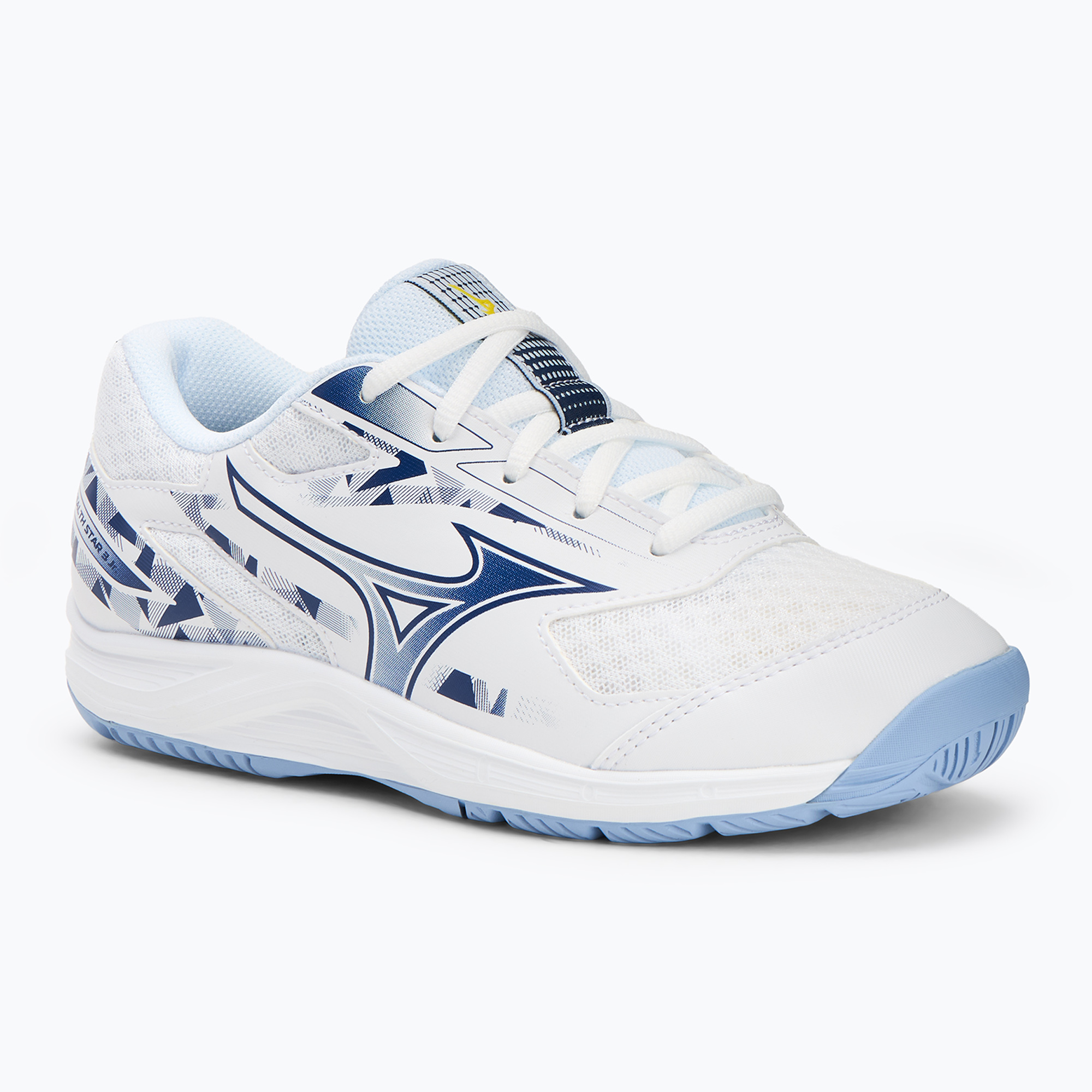 Children's shoes Mizuno Stealth Star 3 white/bellwether blue/belairblu (36 EU)