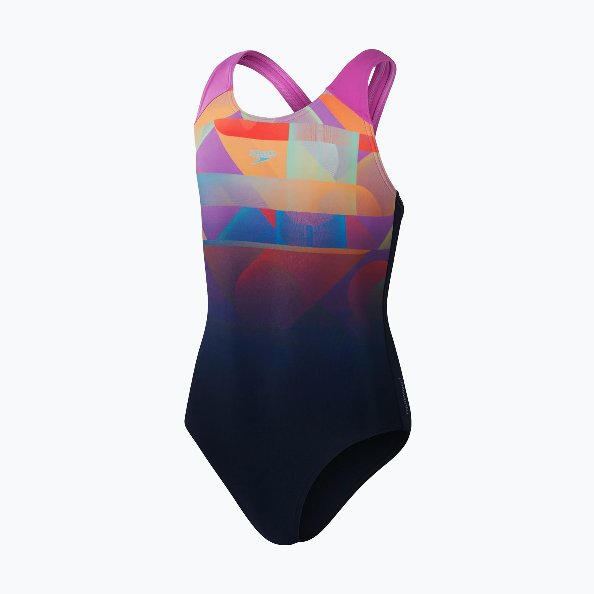 Speedo Digital Placement Splashback children's one-piece swimsuit true navy/kikiki pink/siren red/matcha