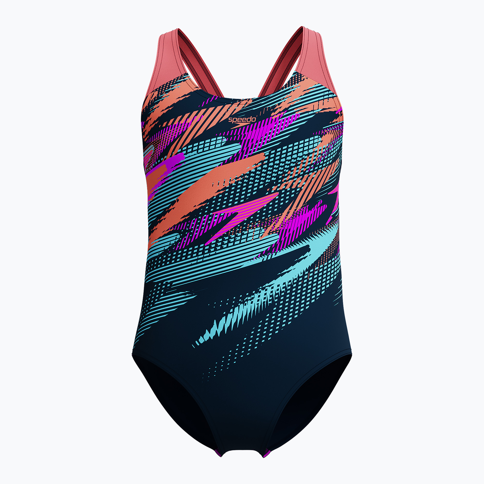 Speedo Digital Placement Splashback coral sands children's one-piece swimsuit (140 cm)