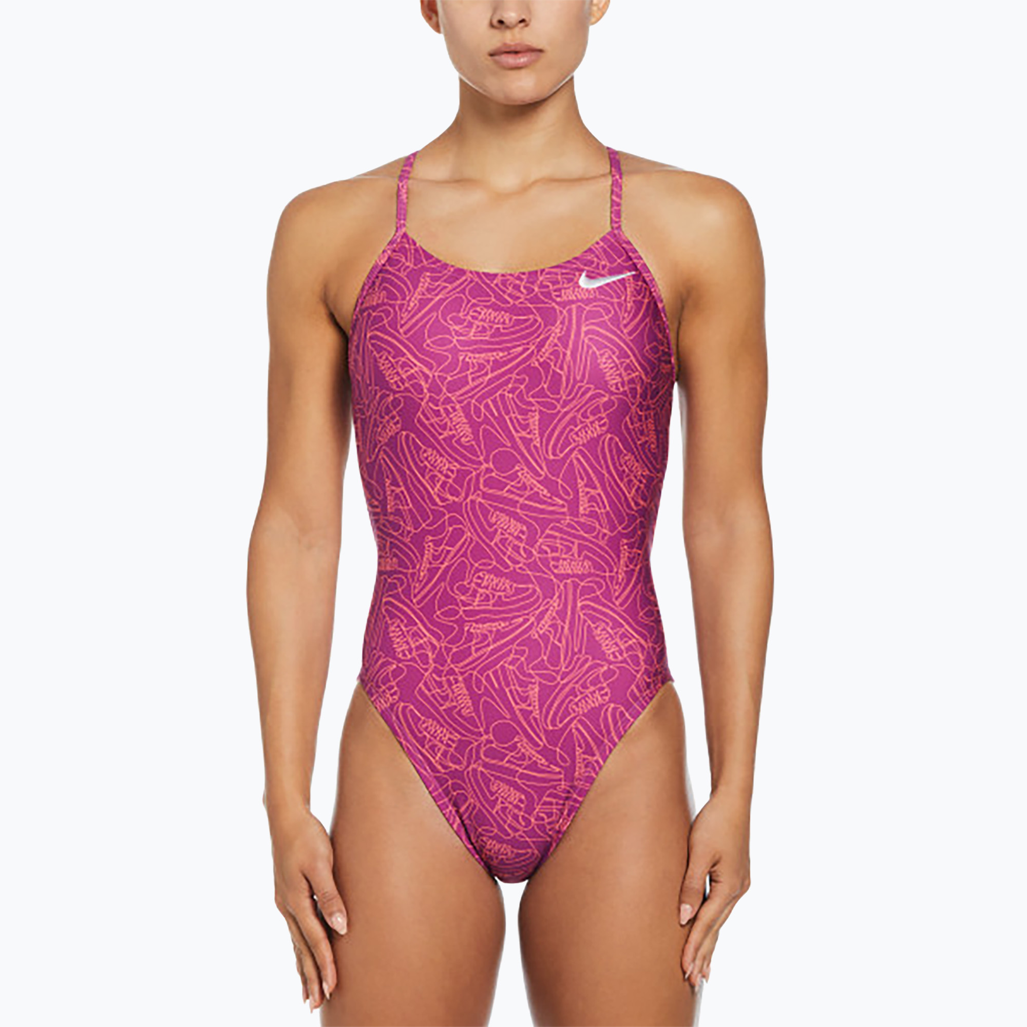 Women's one-piece swimsuit Nike Hydrastrong Multi Print Cutout hot fuchsia (40)