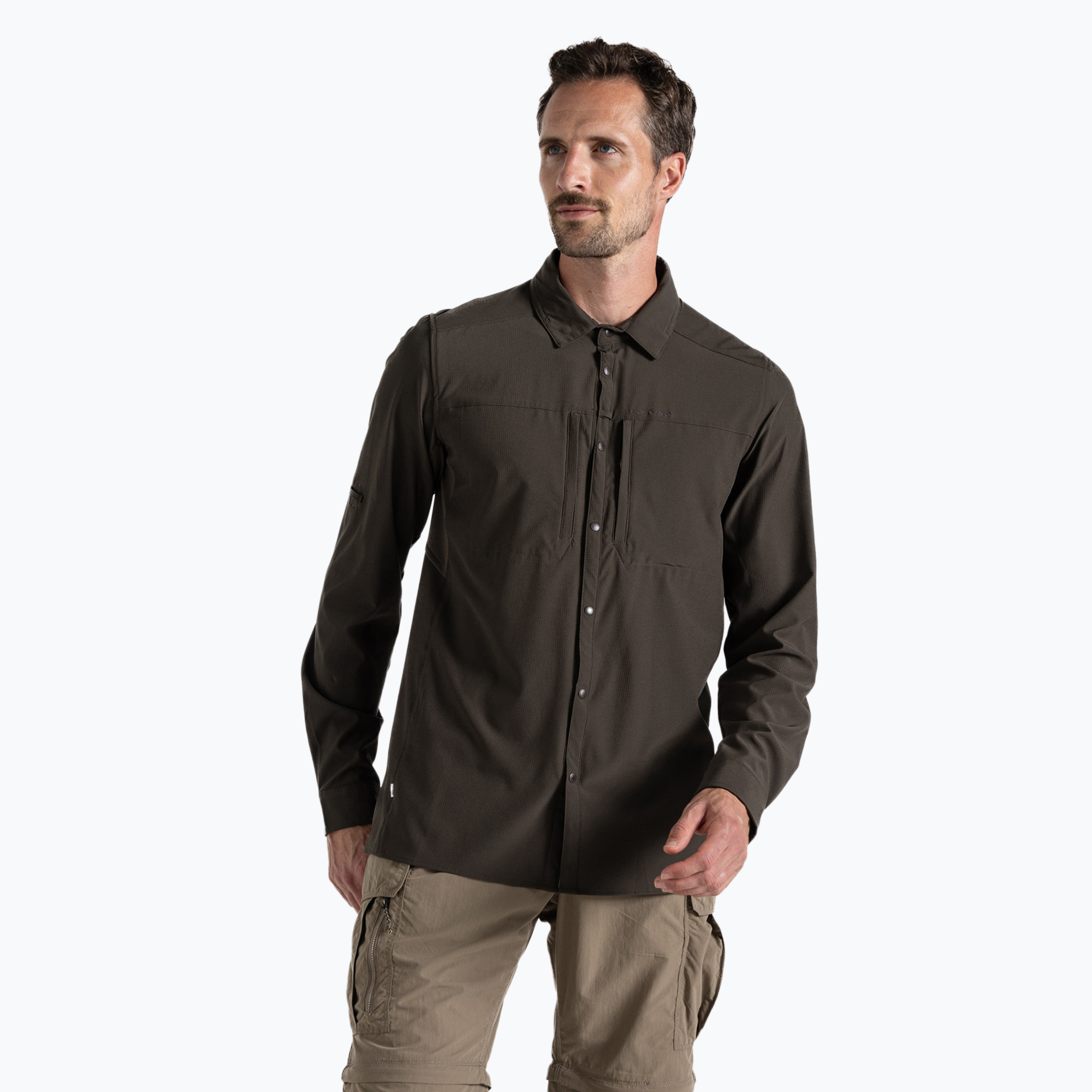 Men's Craghoppers NosiLife Long Sleeved Pro Shirt V woodland green trekking shirt (S)