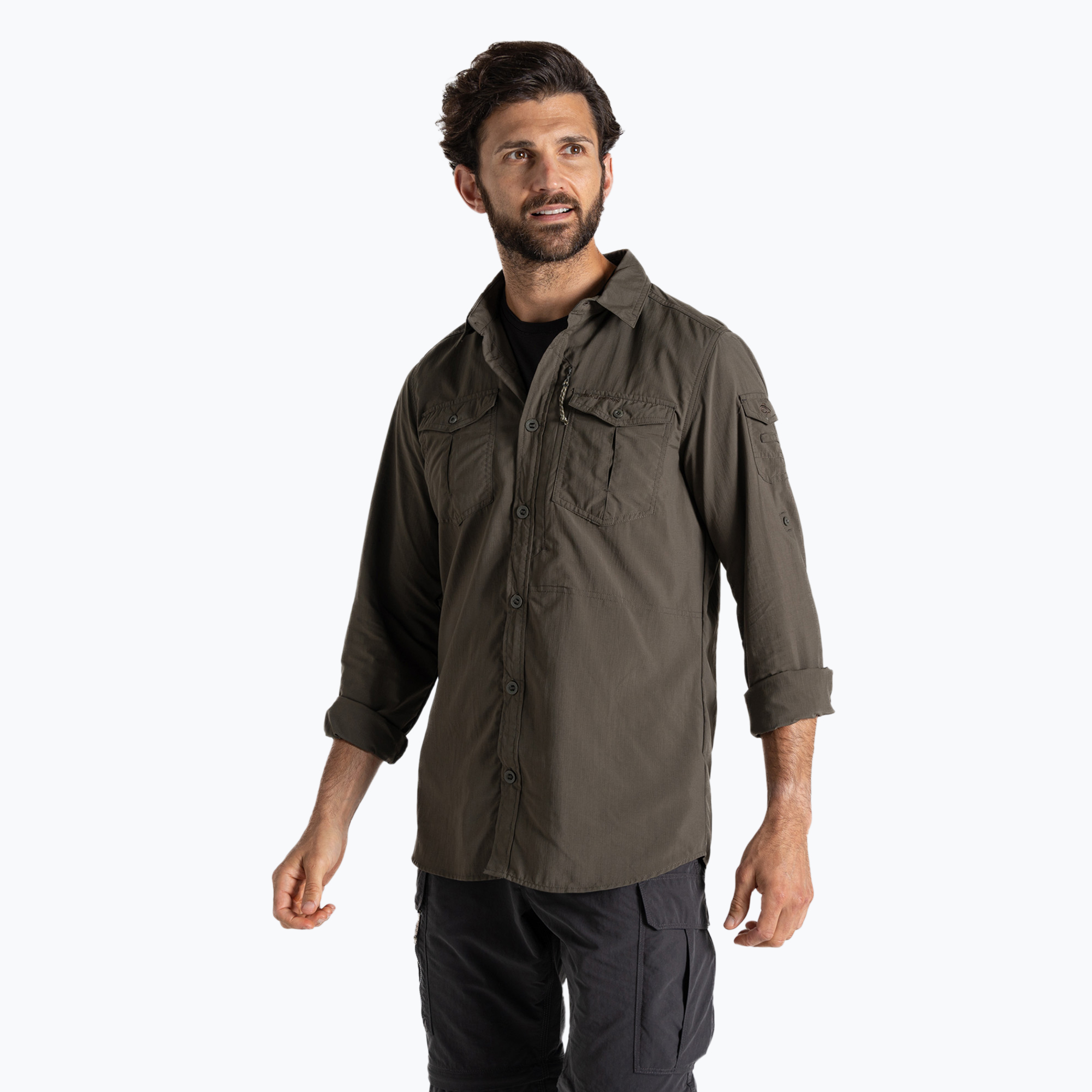 Men's Craghoppers NosiLife Adventure Long Sleeved Shirt III woodland green trekking shirt (XL)