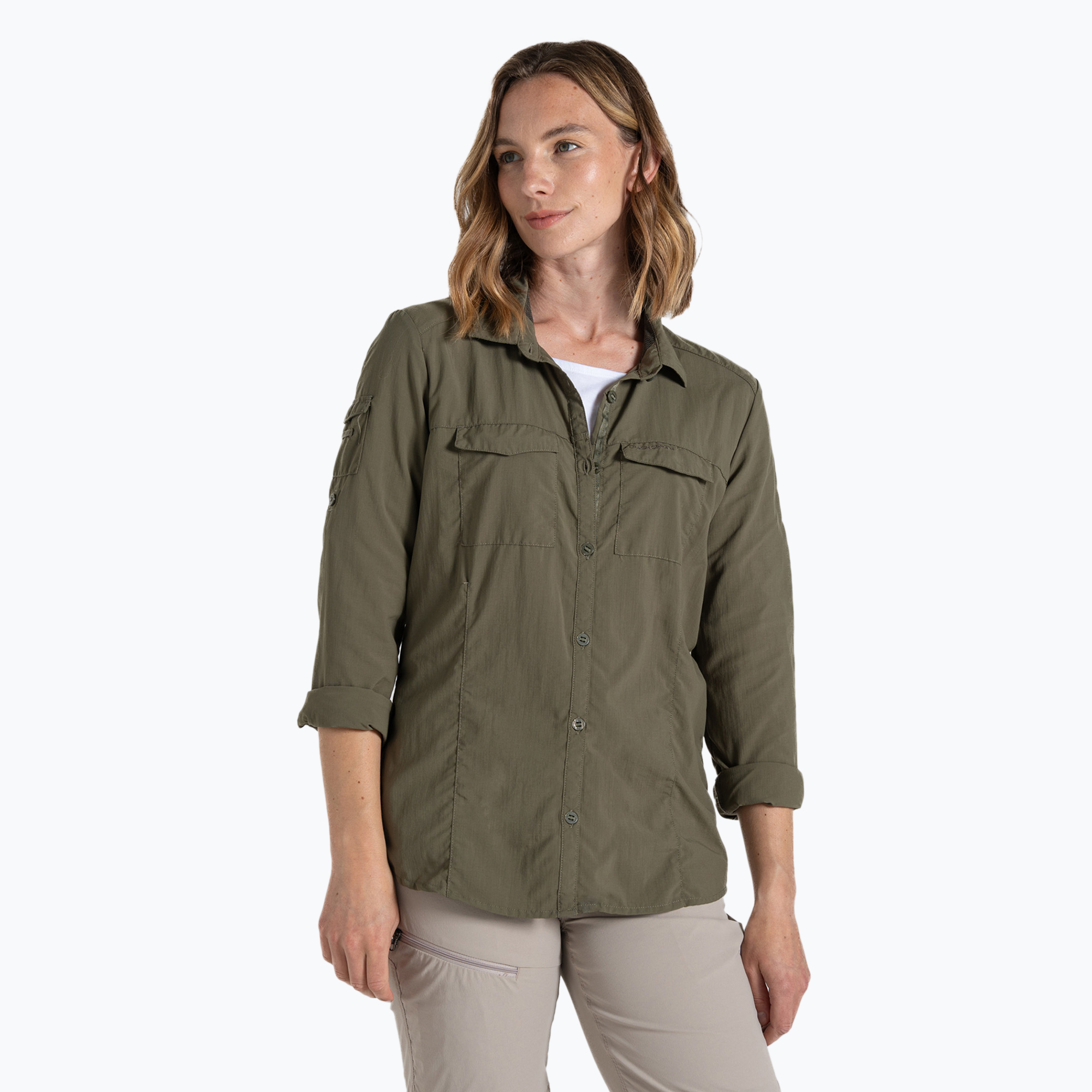 Women's Craghoppers NosiLife Adventure Long Sleeved Shirt III wild olive trekking shirt (34)