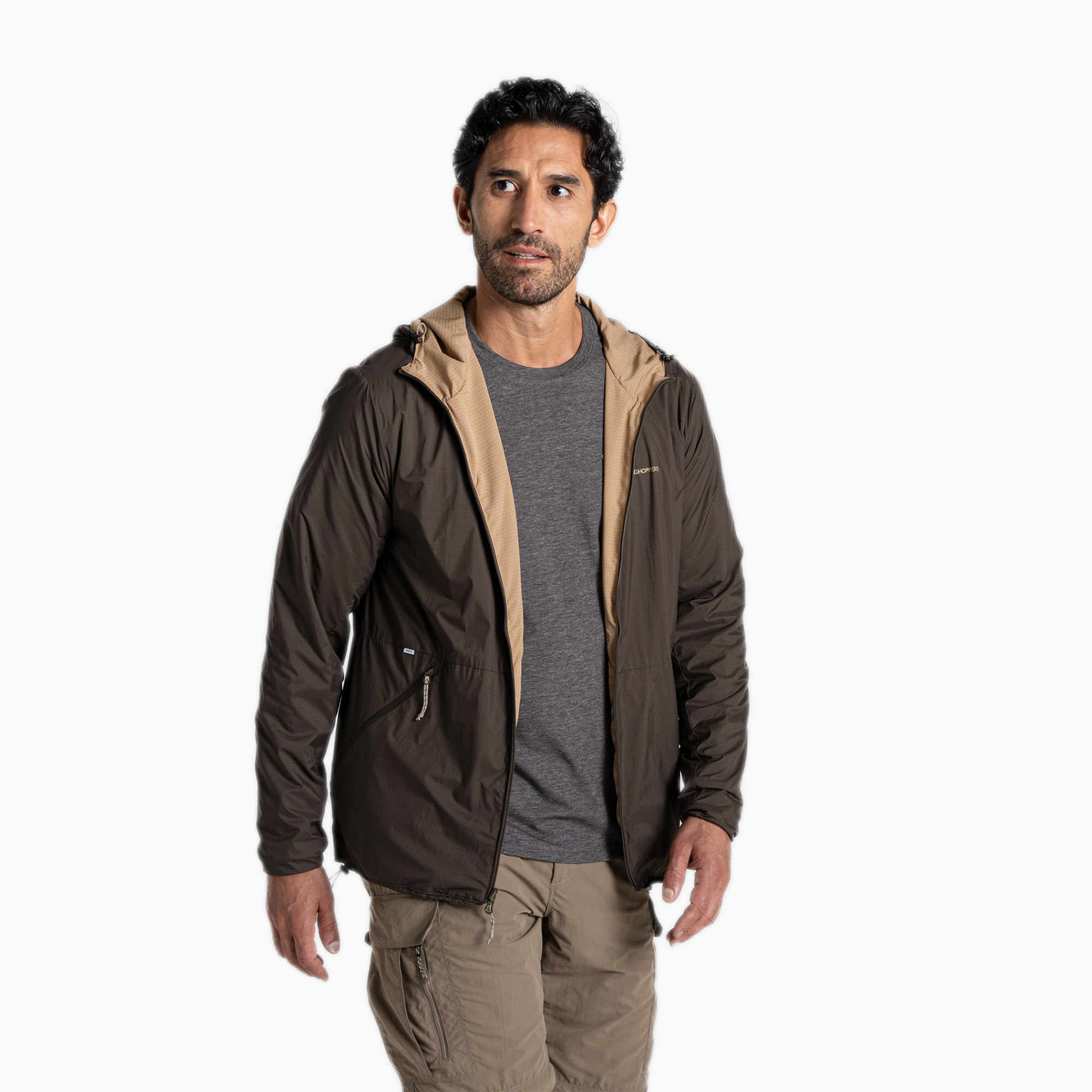 Men's Craghoppers NosiLife Ovis Reversible woodland green / earthenware wind jacket (XL)
