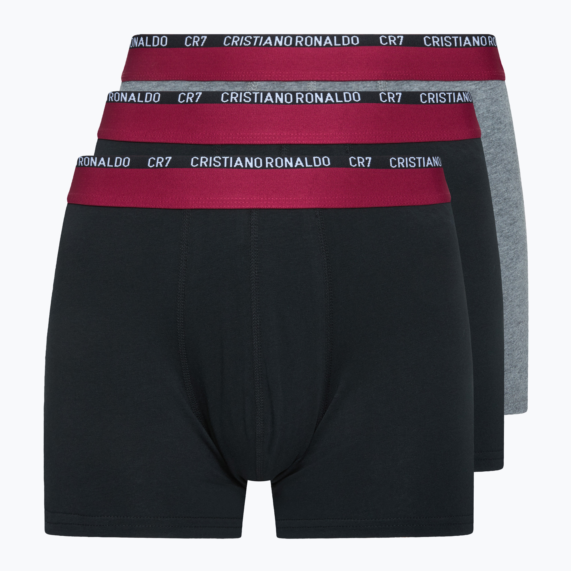Men's CR7 Basic Trunk boxer shorts 3 pairs white/grey melange/black (2XL)