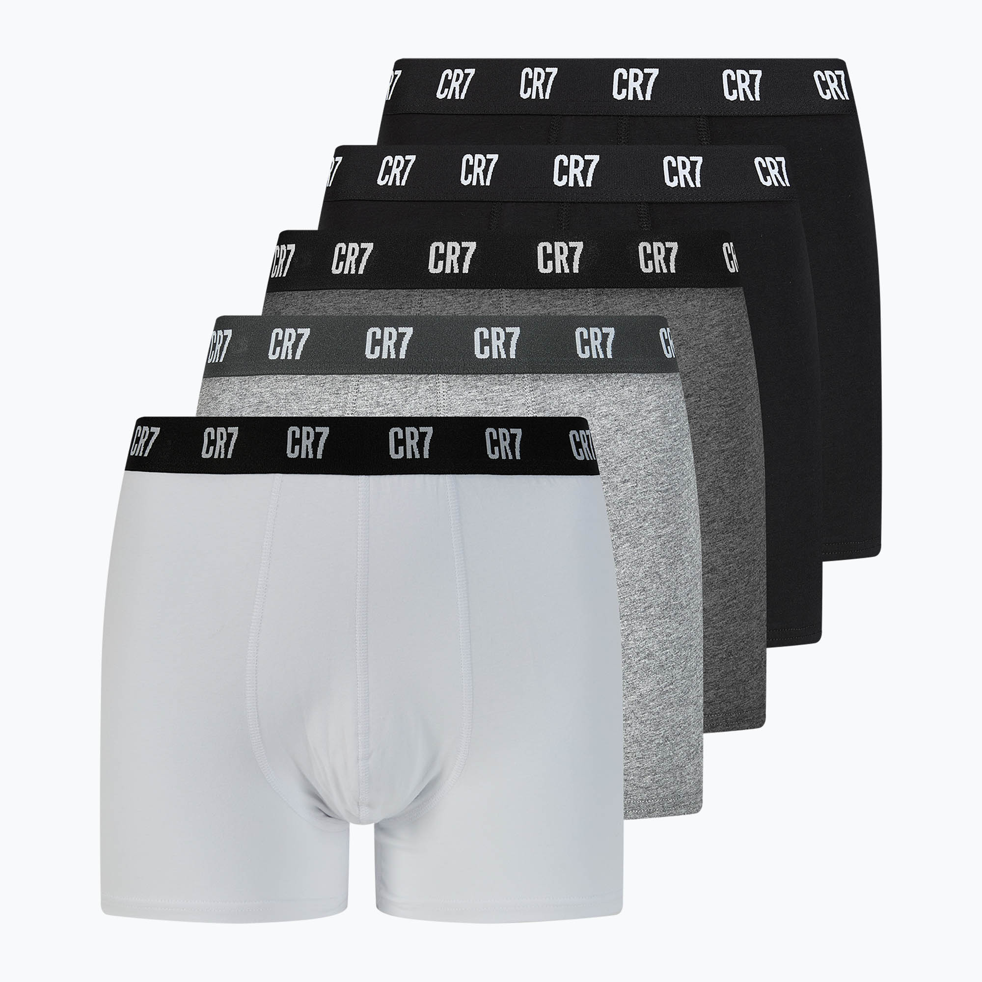 Men's CR7 Basic Trunk boxer shorts 5 pairs black/dark grey/grey/white (S)