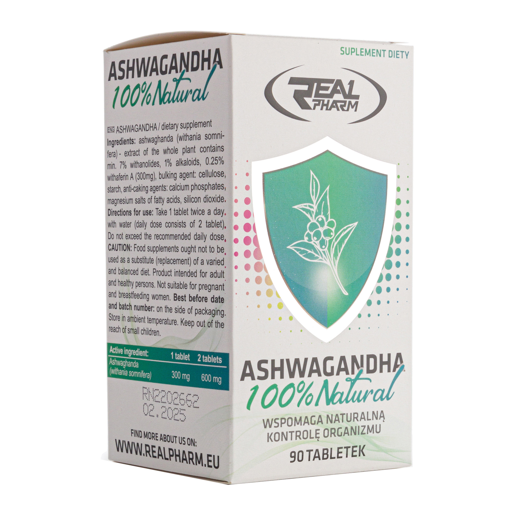 Ashwaganda 100% Real Pharm performance 90 tablets 707437 (90 tabl.)