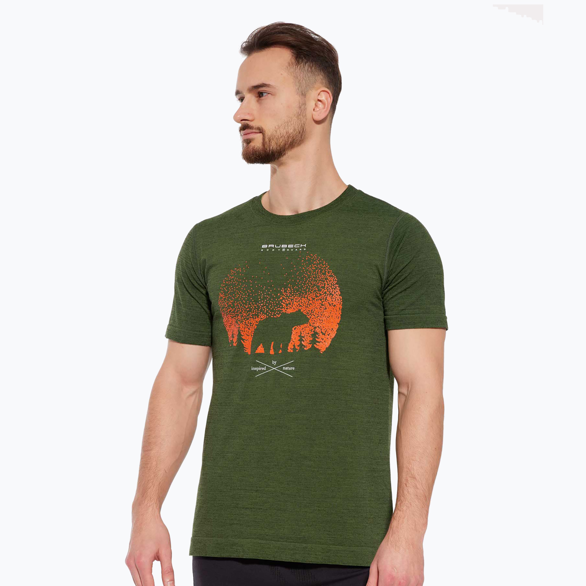 Men's thermal T-shirt Brubeck SS1265 Outdoor Wool Pro dark green (M)
