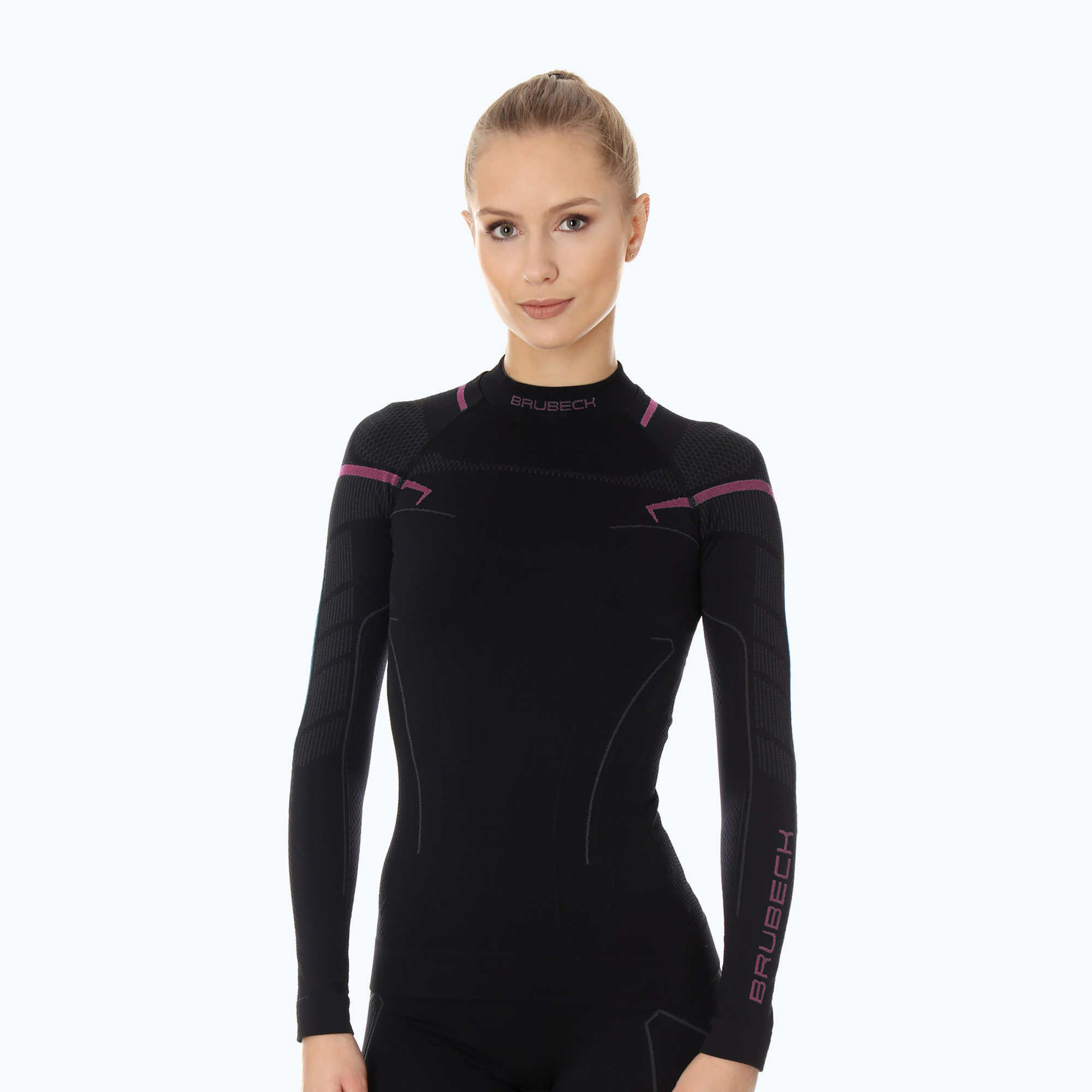 Ladies' thermal T-shirt Brubeck Thermo 994A black/pink LS13100A (L)