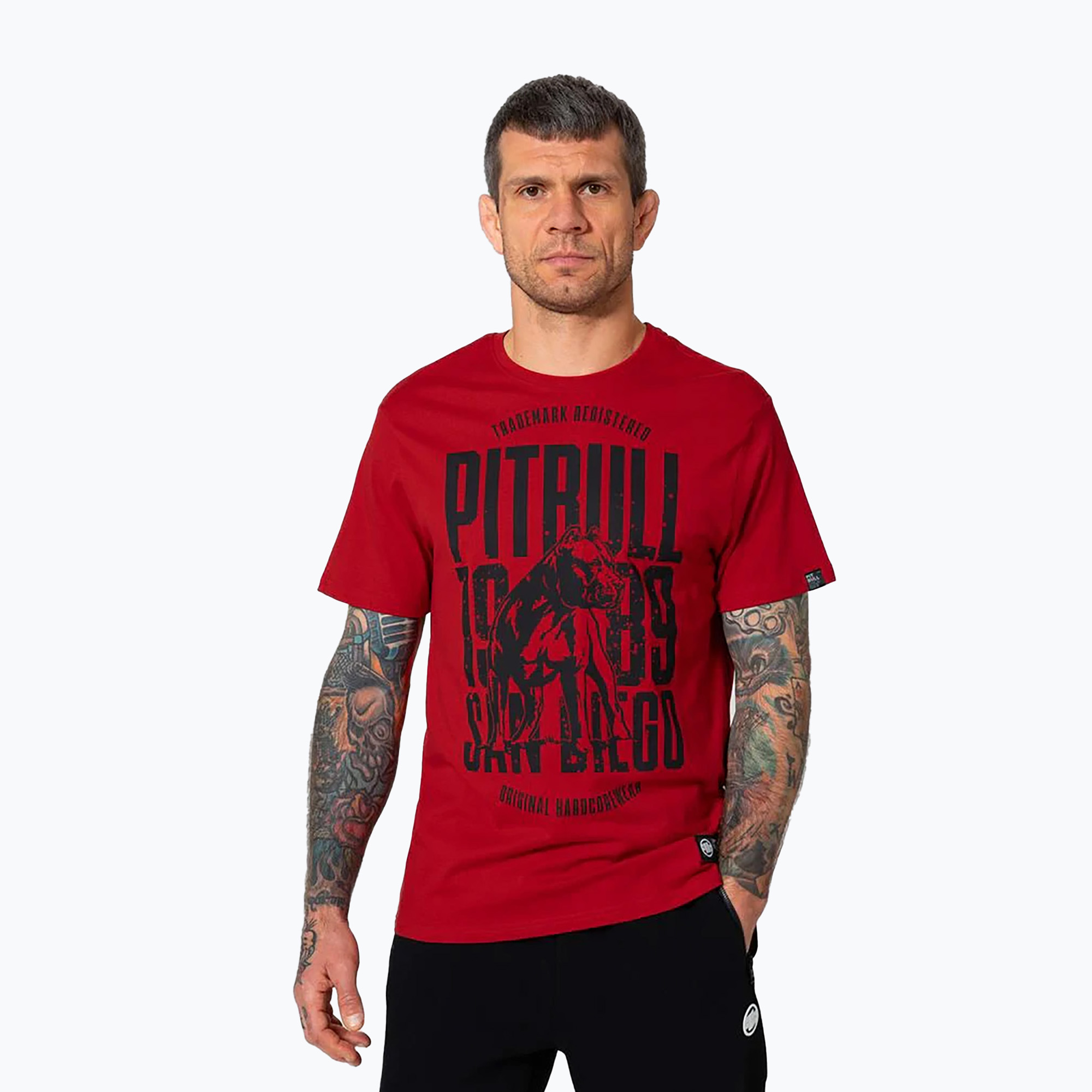 Men's T-shirt Pitbull San Diego Dog red (M)