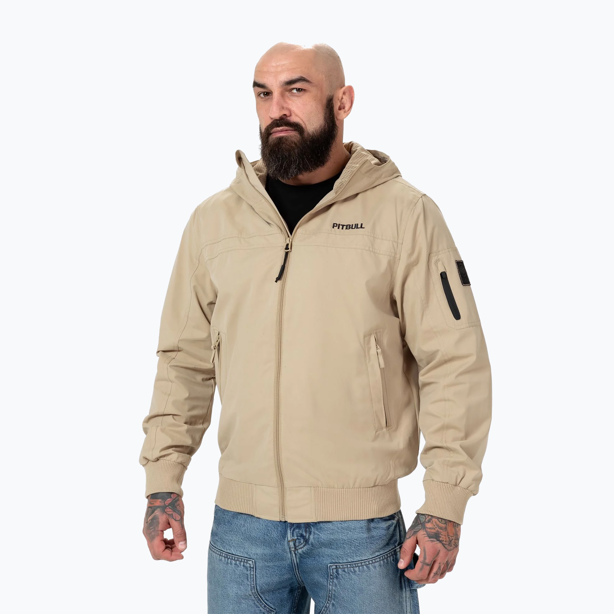 Men's Pitbull Longwood Hooded sand jacket (S)