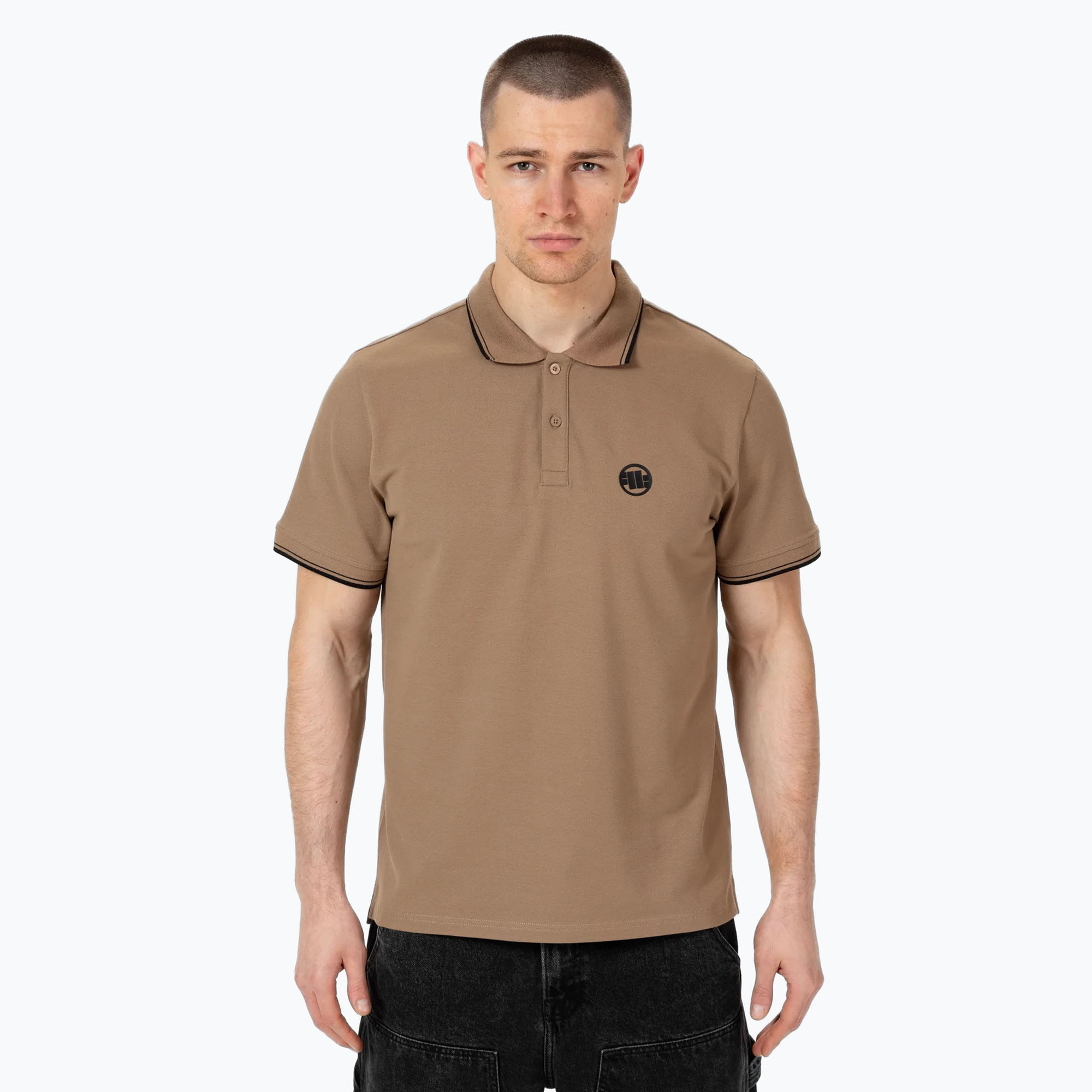 Men's Pitbull West Coast Polo Shirt Pique Stripes Regular coyote brown (M)