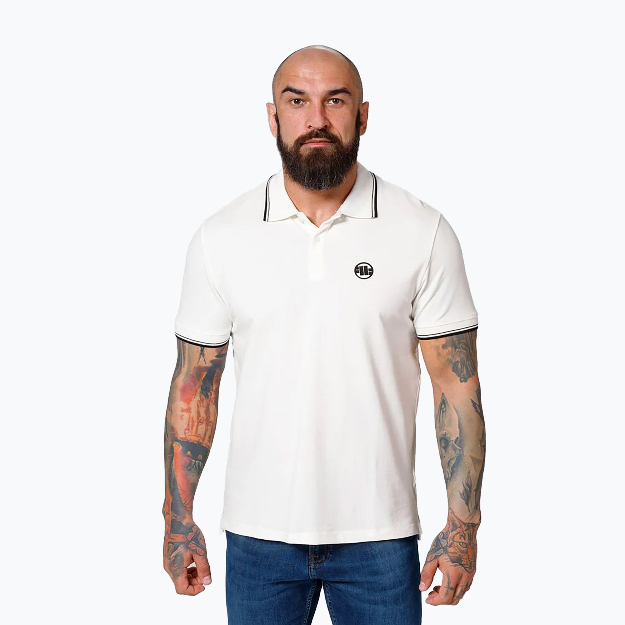 Men's Pitbull West Coast Polo Shirt Pique Stripes Regular white (XXL)