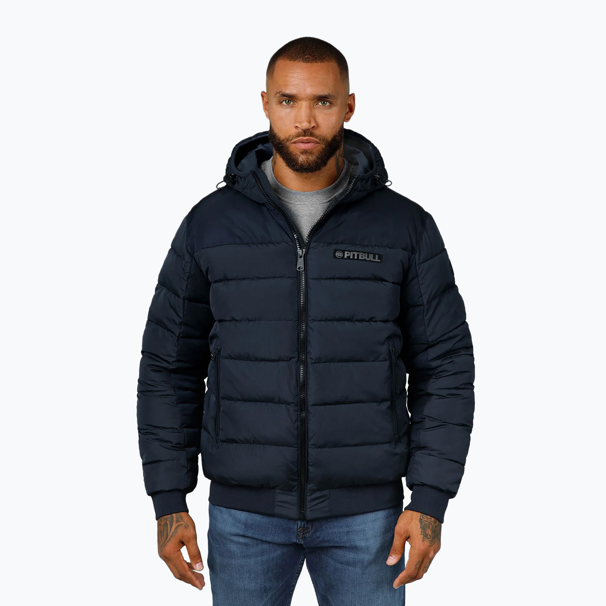 Men's Pitbull Dillon Quilted Hooded winter jacket dark navy (M)