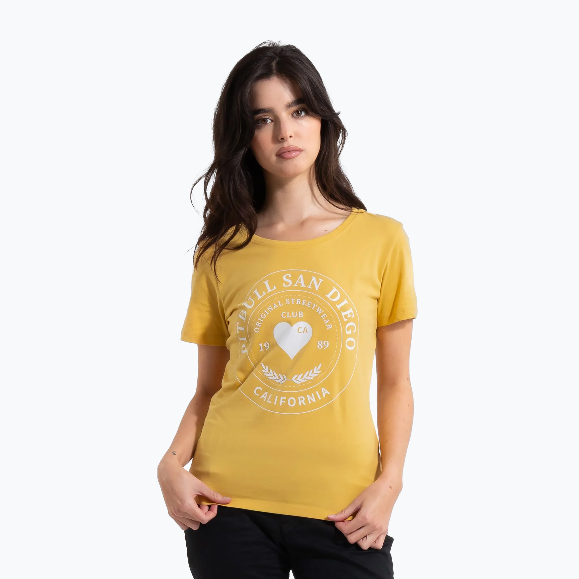Women's T-shirt Pitbull Heartie pale yellow (XS)