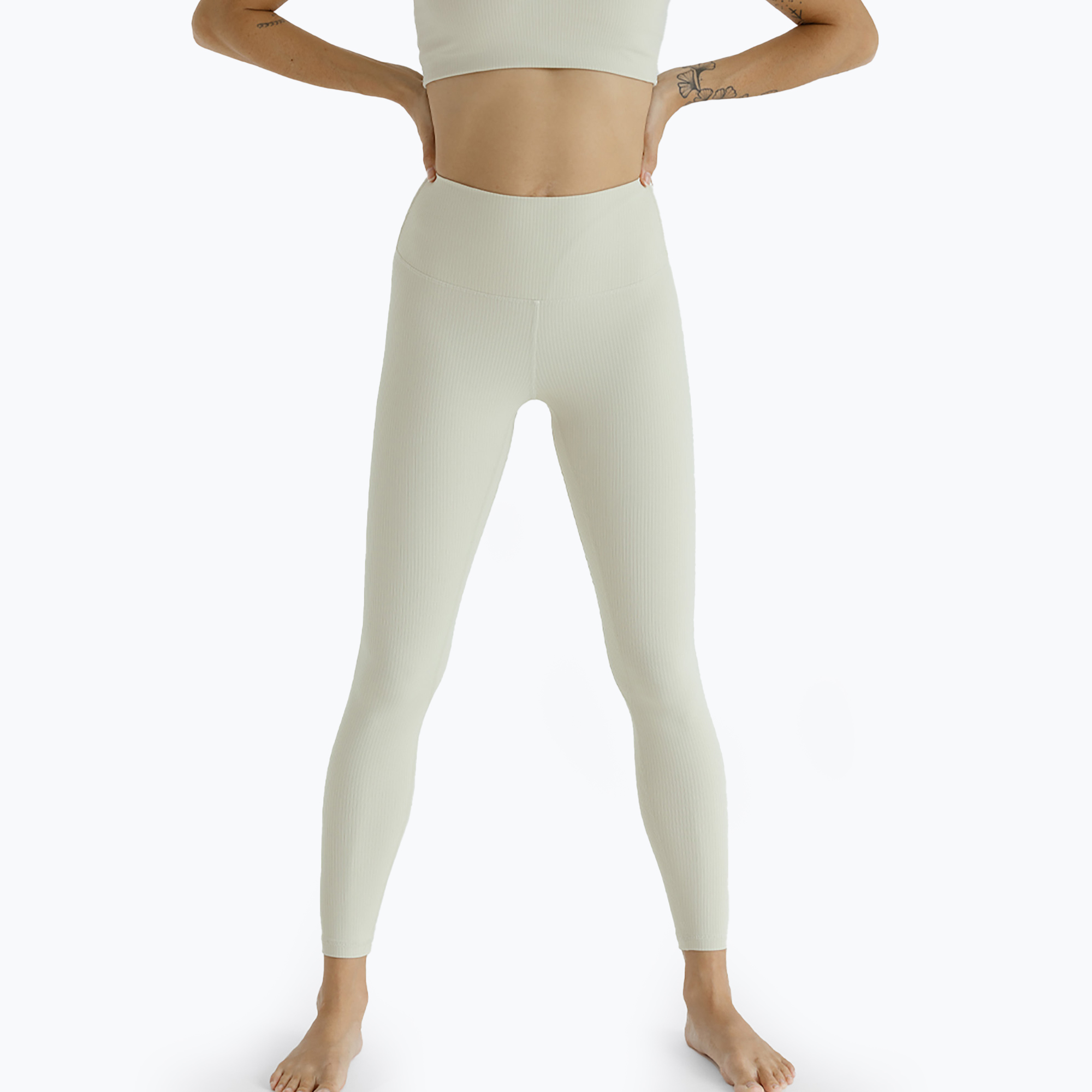 Women's yoga leggings Joy in me Unity Ribbed 7/8 buttercream