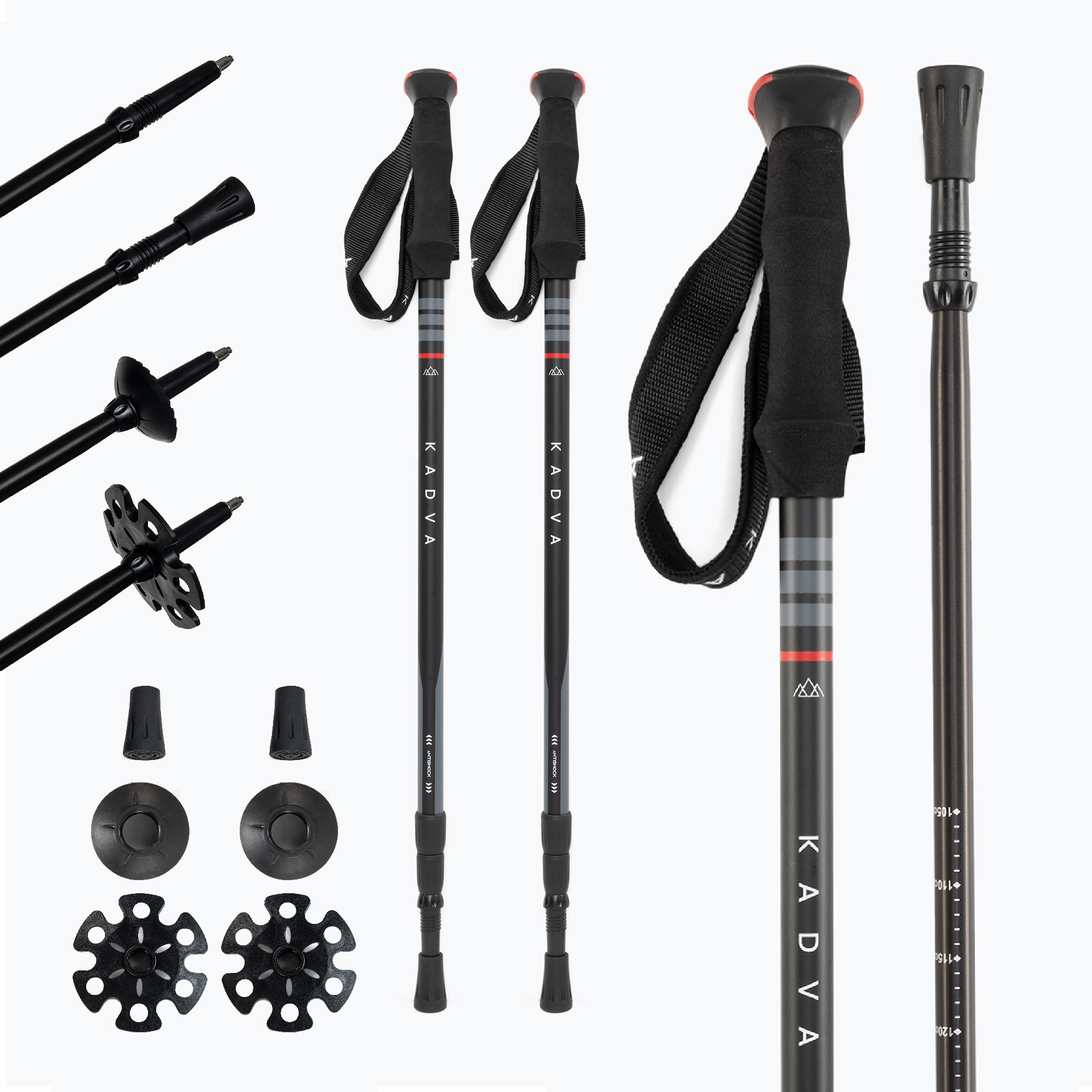 KADVA Sajama hiking poles red (65-135 cm)