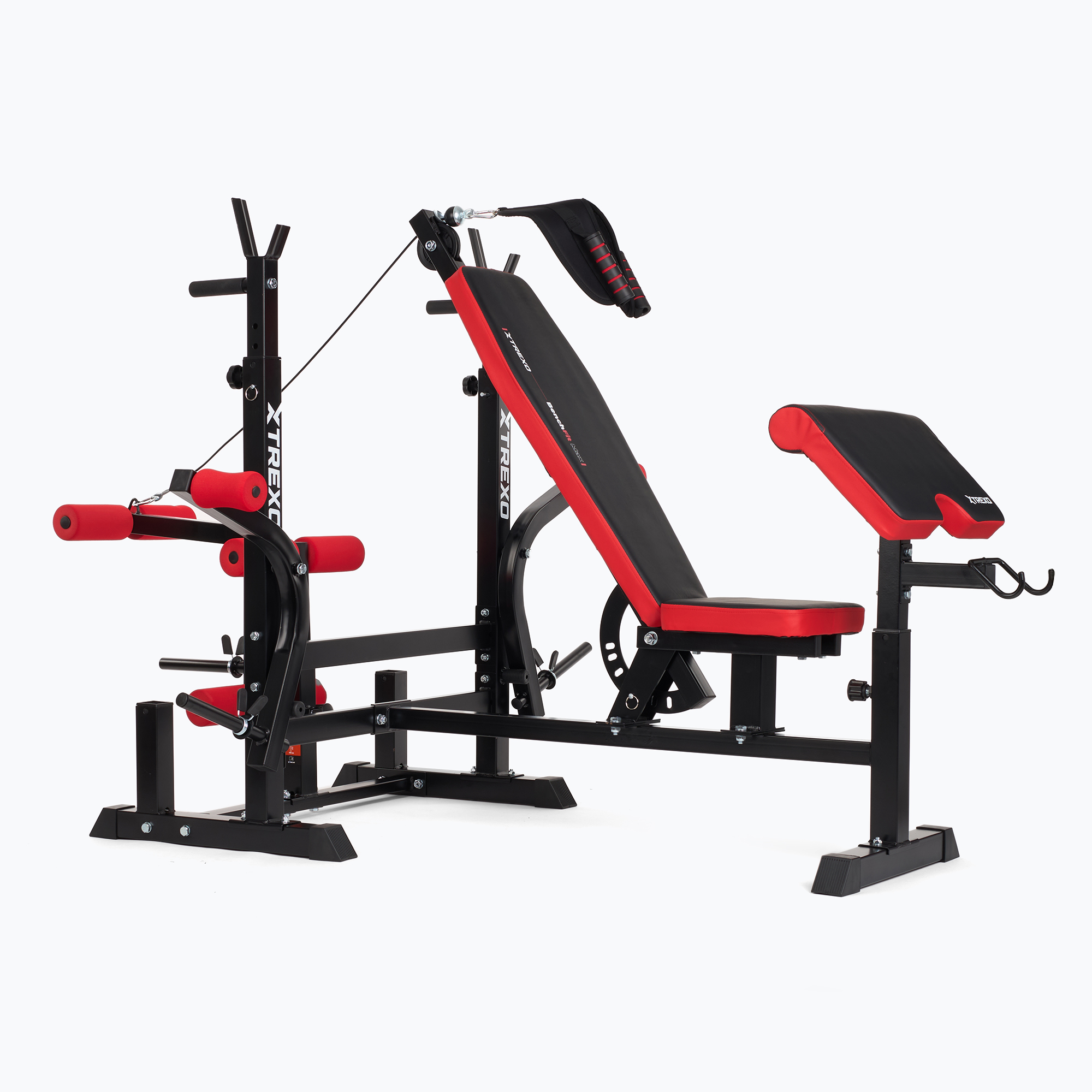 TREXO BenchFit Max training bench with stand and prayer bar black