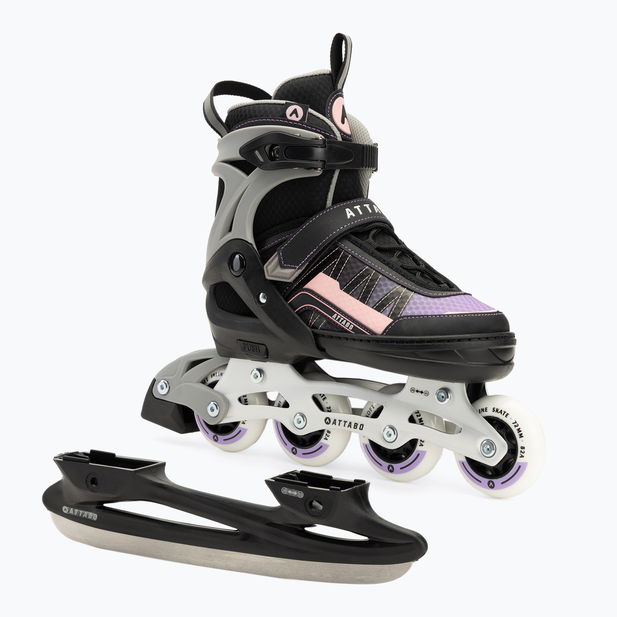 ATTABO Bladeroll children's inline skates adjustable black/purple (38-41)