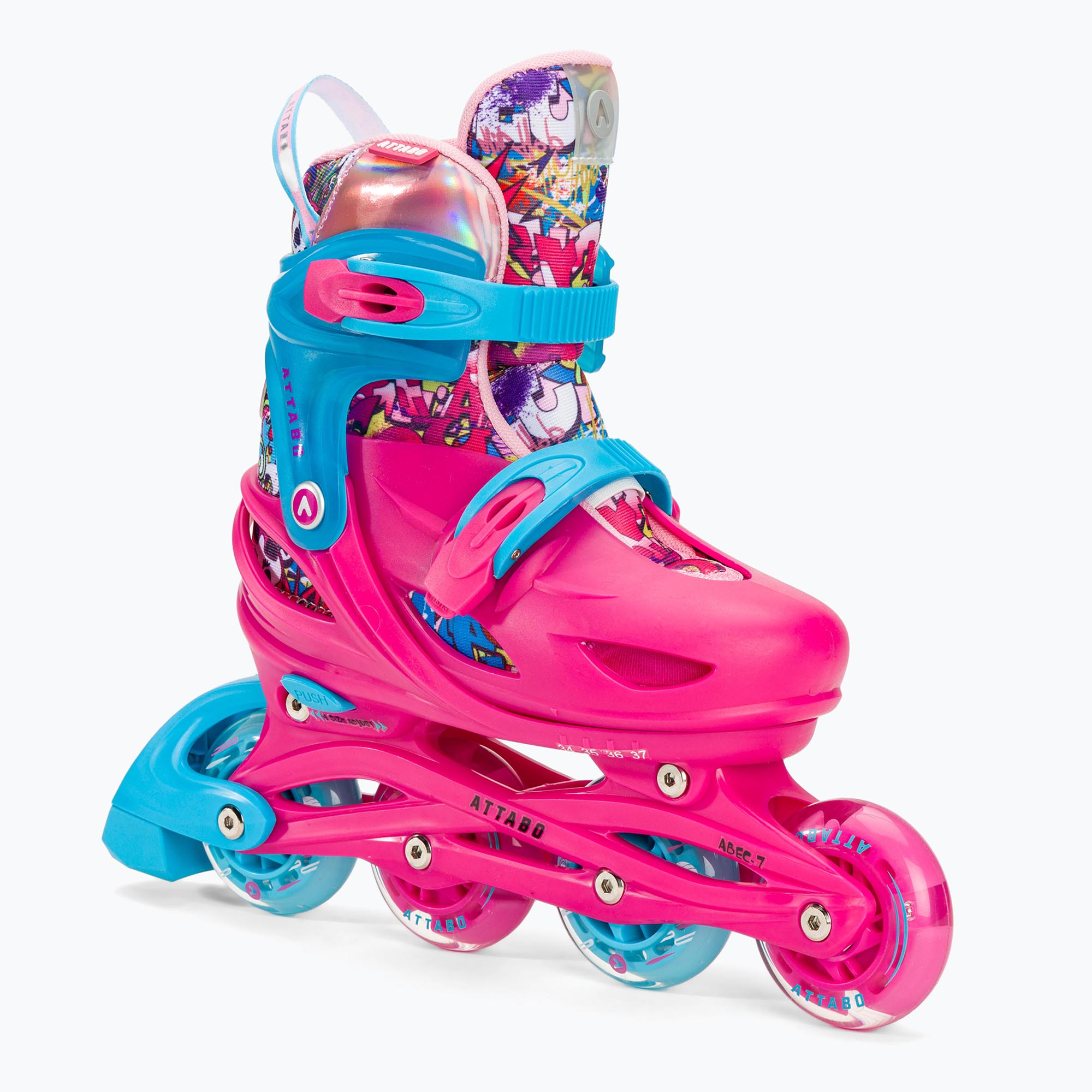 Children's ATTABO Turbojet LED roller skates pink (34 - 37)