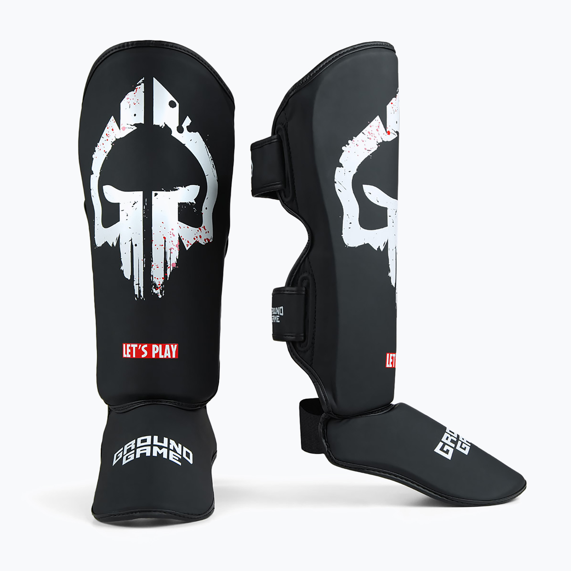 Ground Game Skullz black tibia protectors (XL)