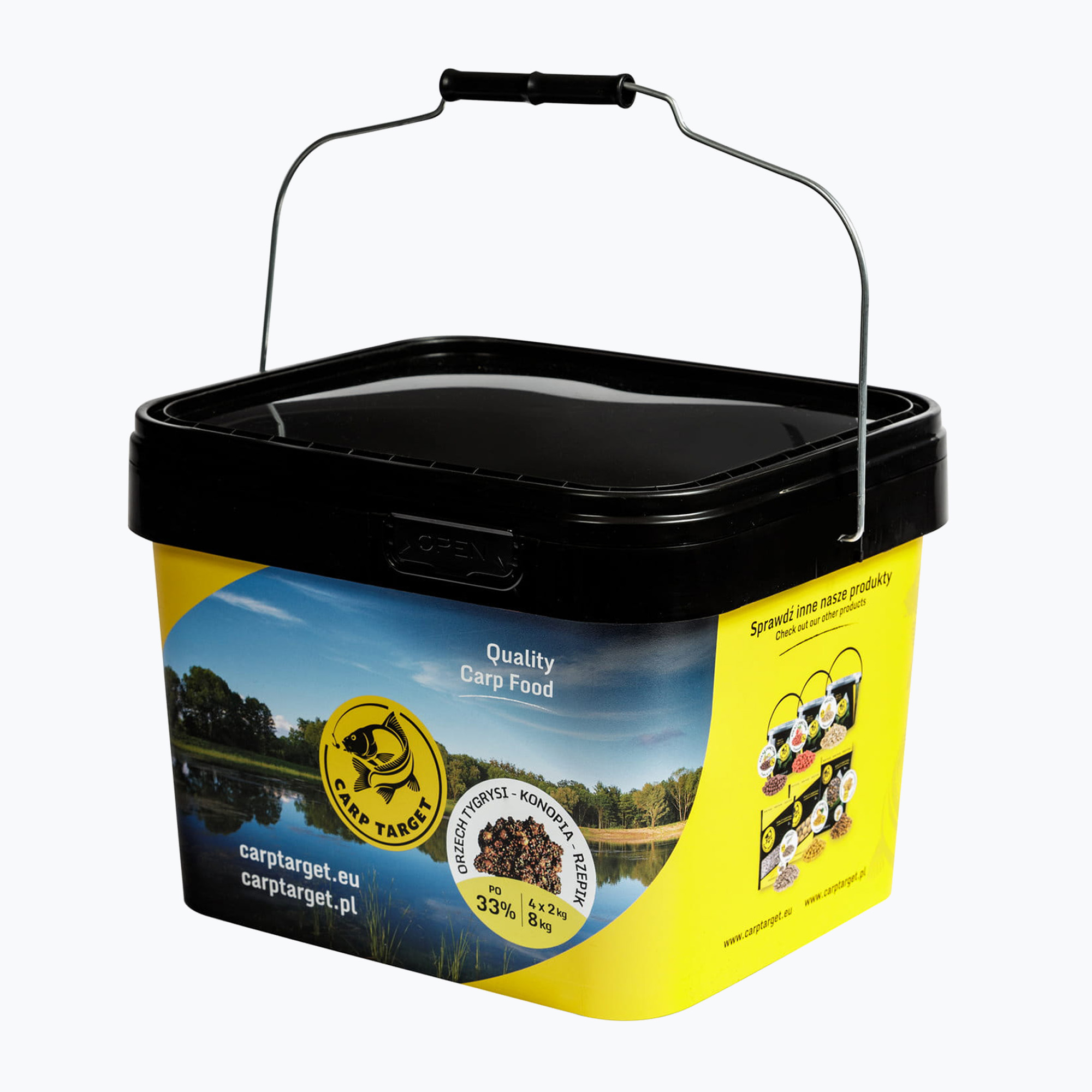 Mixed grains Carp Target Tiger Walnut-Congo-Rhubarb 33% + Bucket 10 l (8 kg)