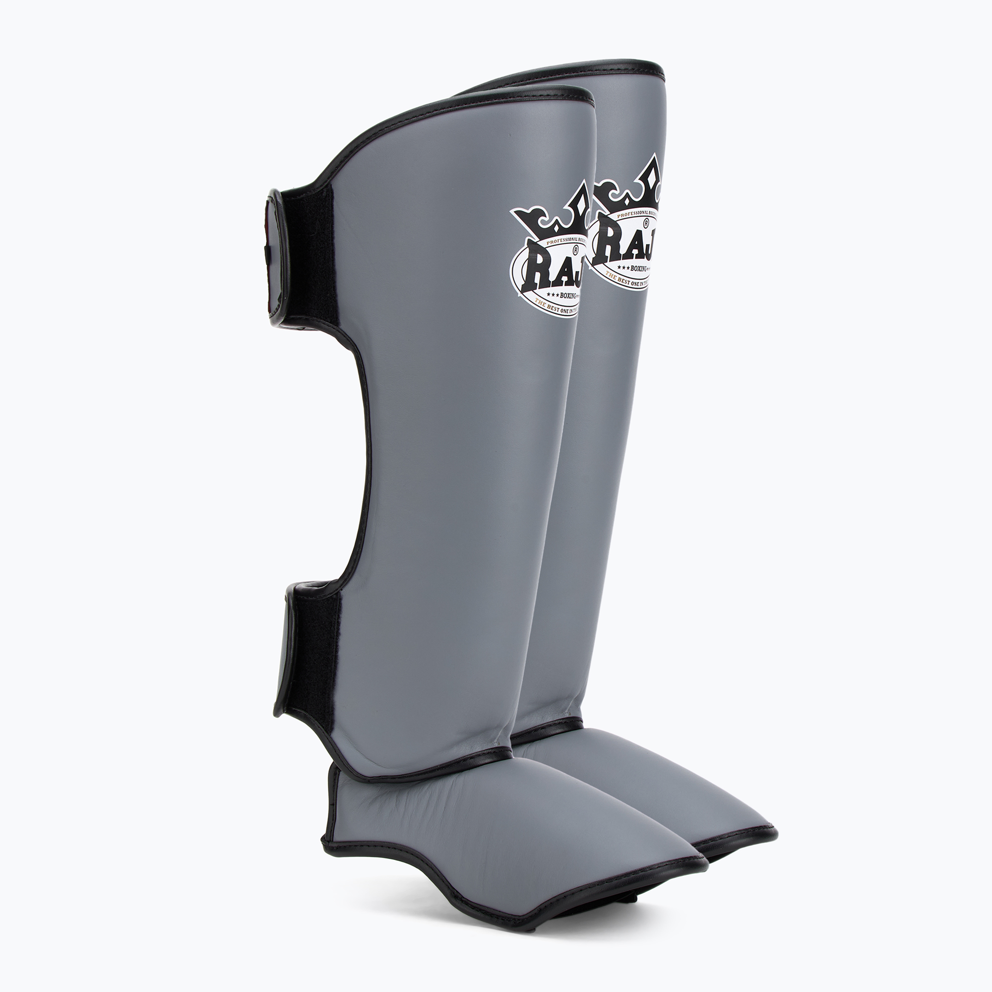 Tibia and foot protectors RAJA BOXING Lightweight Shin Guards Genuine Leather grey (M)