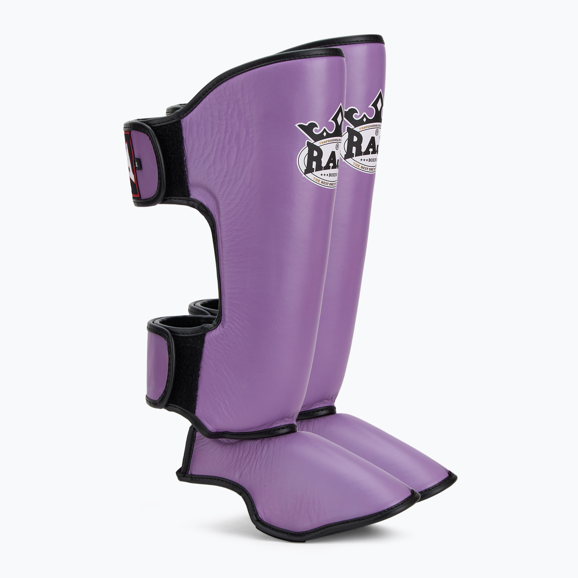 Tibia and foot protectors RAJA BOXING Lightweight Shin Guards Genuine Leather purple (XL)