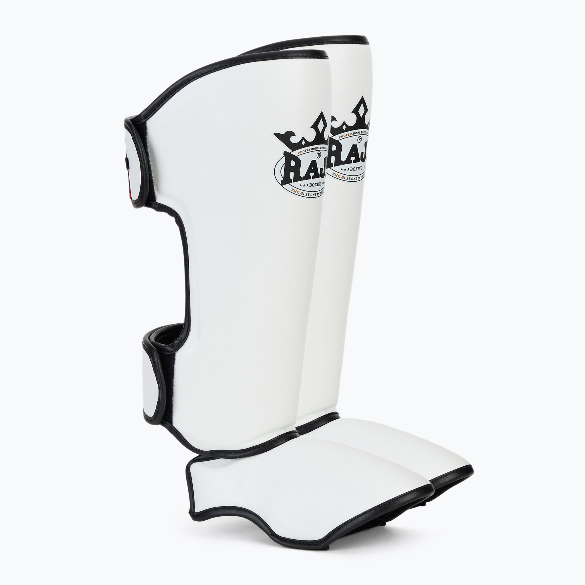 Tibia and foot protectors RAJA BOXING Lightweight Shin Guards Semi Leather white (XL)