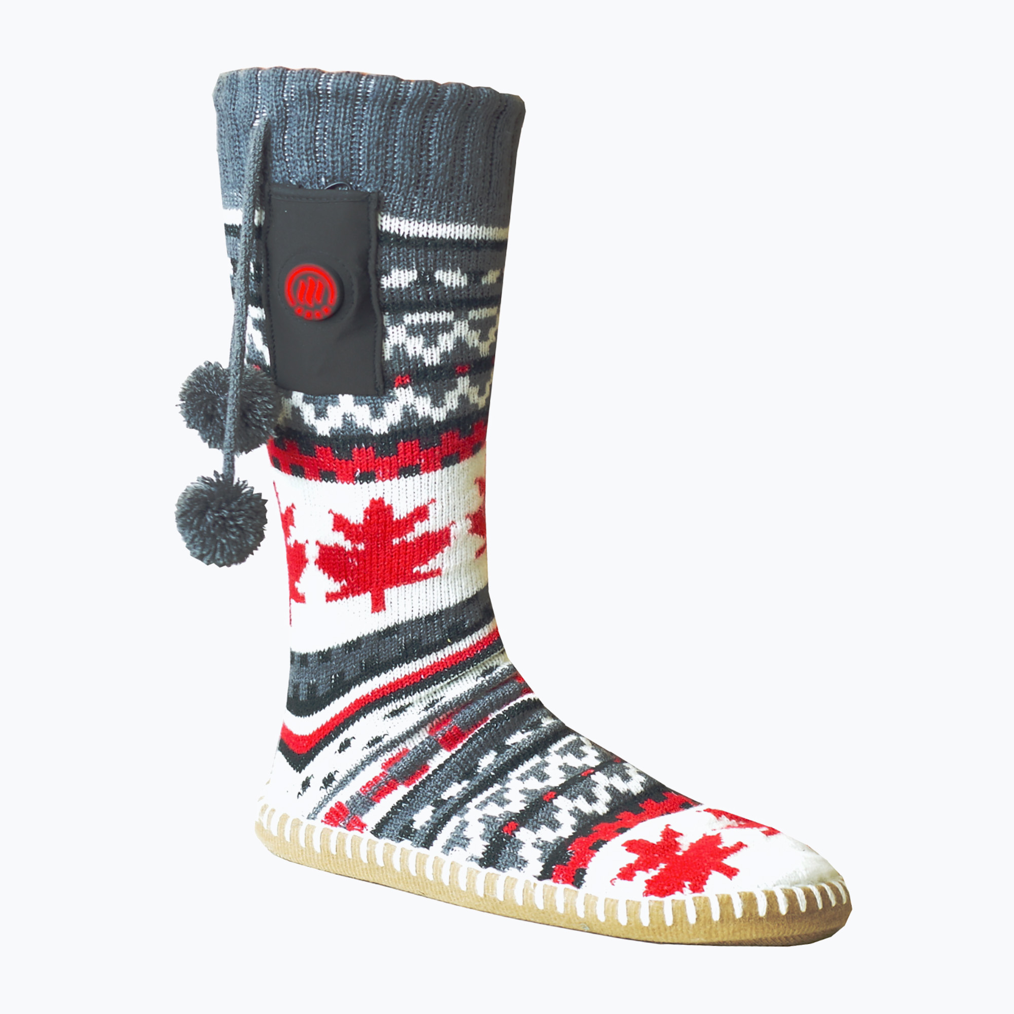 Glovii GOB white/red/grey heated slippers with socks (M)