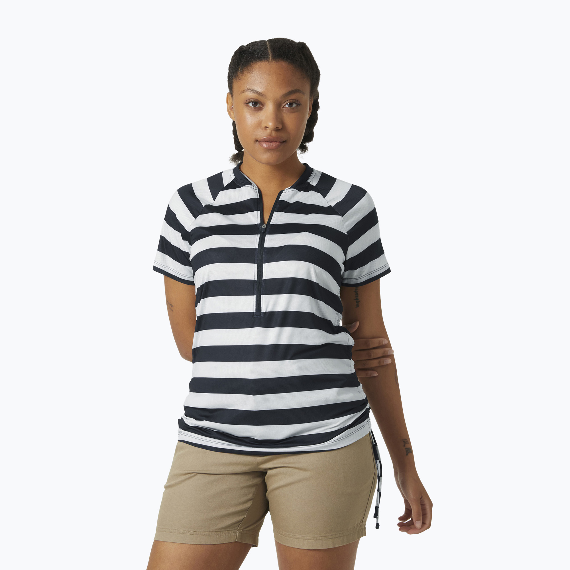 Helly Hansen women's t-shirt Siren 1/2 Zip navy stripe