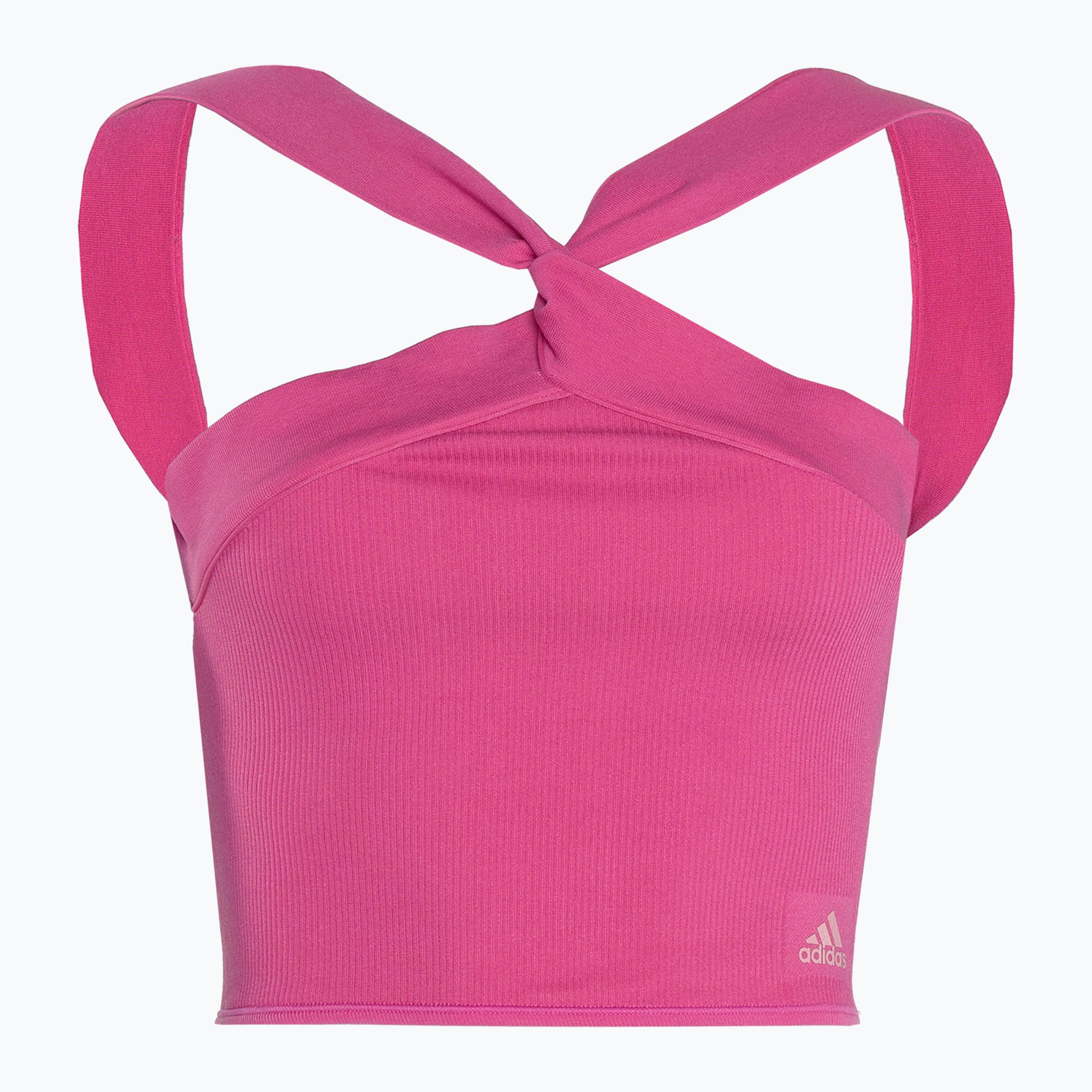 Women's adidas Ribbed Active Seamless Halter Bralette 3D semi lucid fuchsia top (XL)
