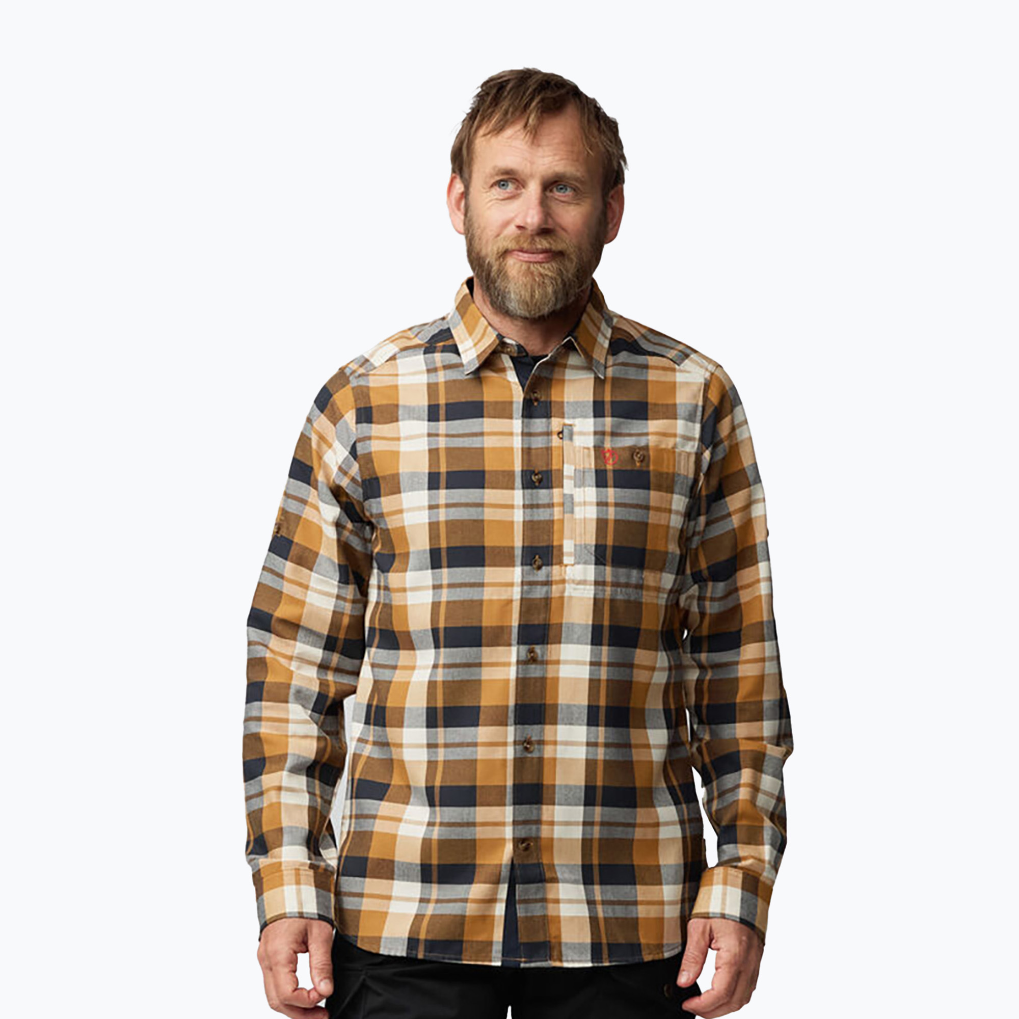 Fjällräven men's shirt Fjällglim buckwheat brown/dark navy (L)