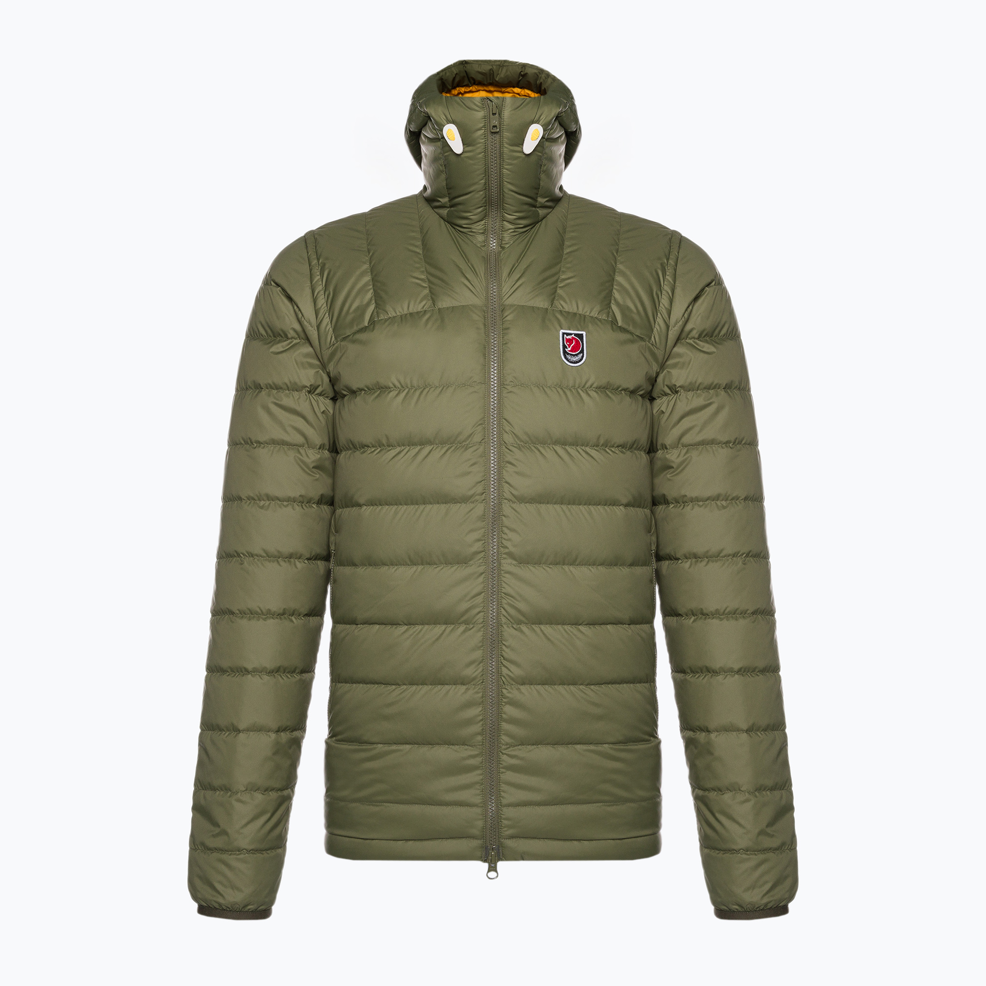 Men's Fjällräven Expedition Pack Down Hoodie green/mustard yellow down jacket (S)