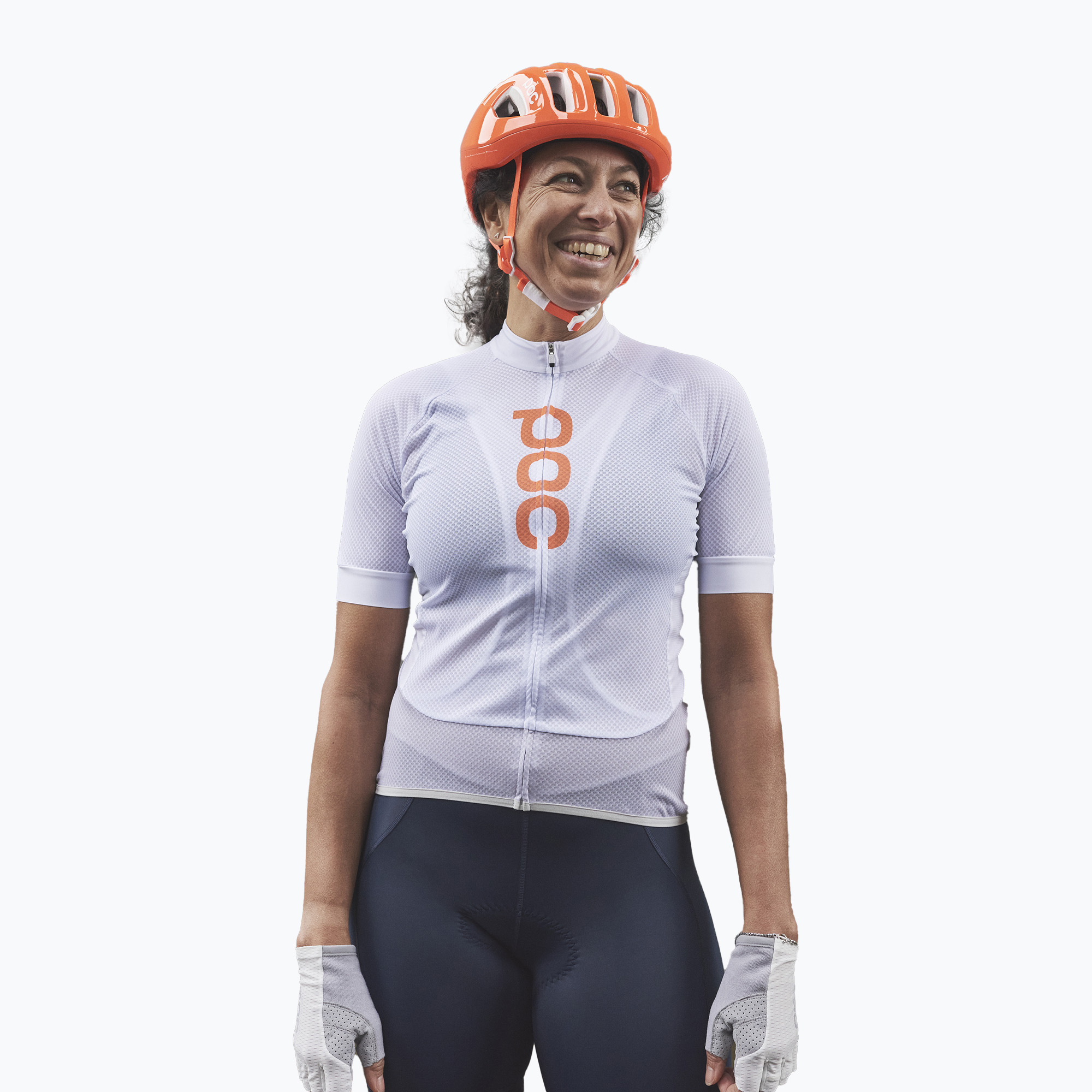 Women's cycling jersey POC Essential Road Logo hydrogen white/granite grey