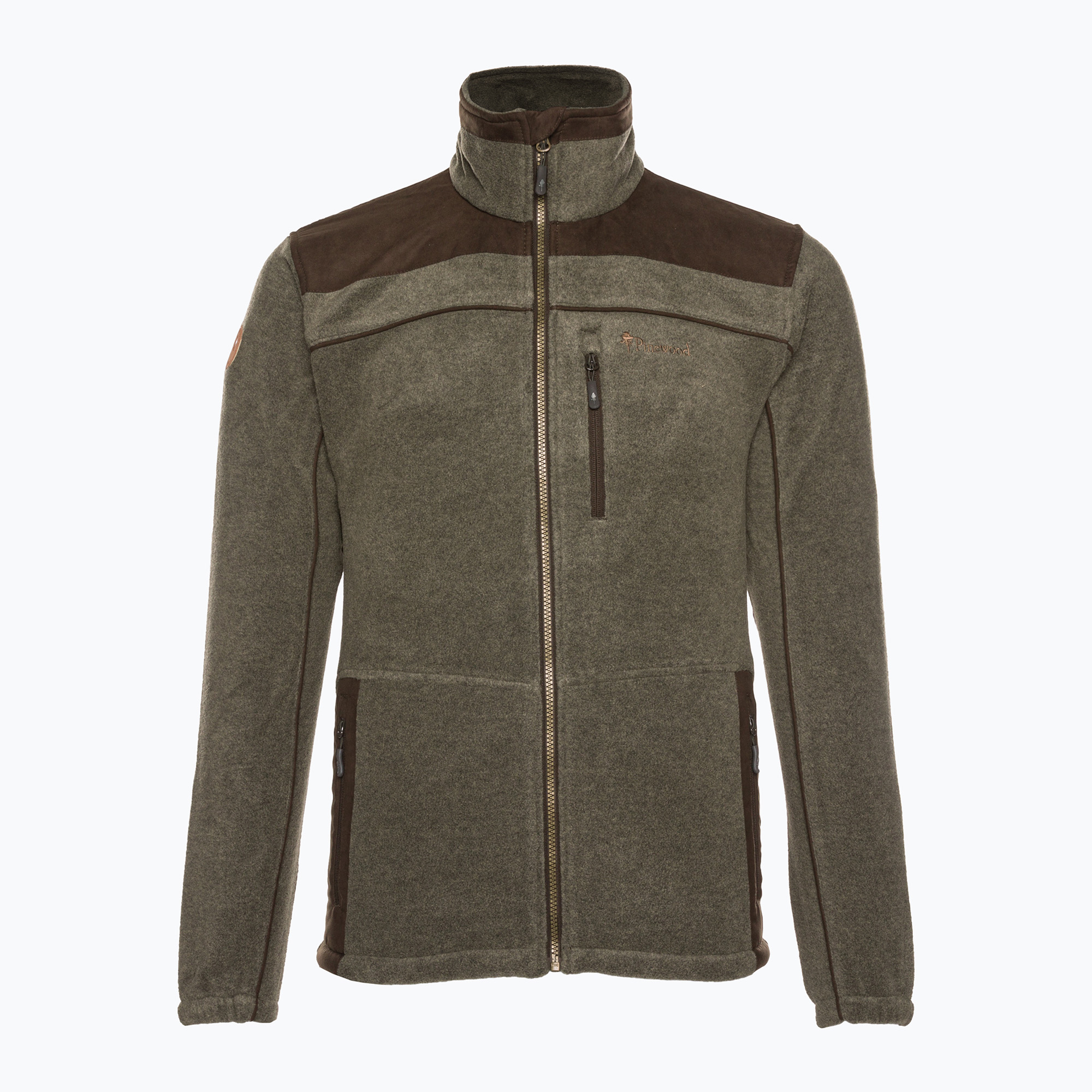 Men's trekking sweatshirt Pinewood Prestwick Exclusive olive mel/suede brown (M)