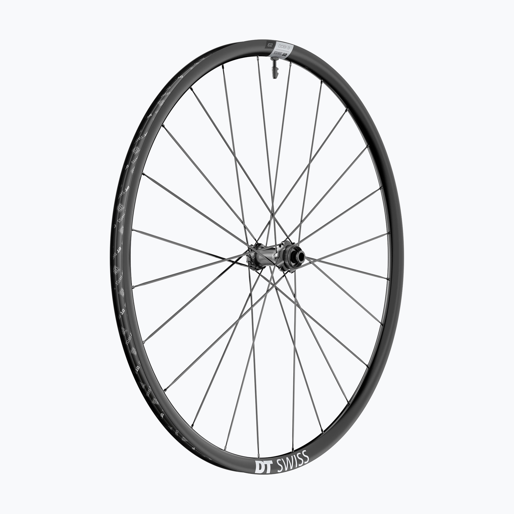 DT Swiss E 1800 SP 700C CL 23 12/100 black front bicycle wheel