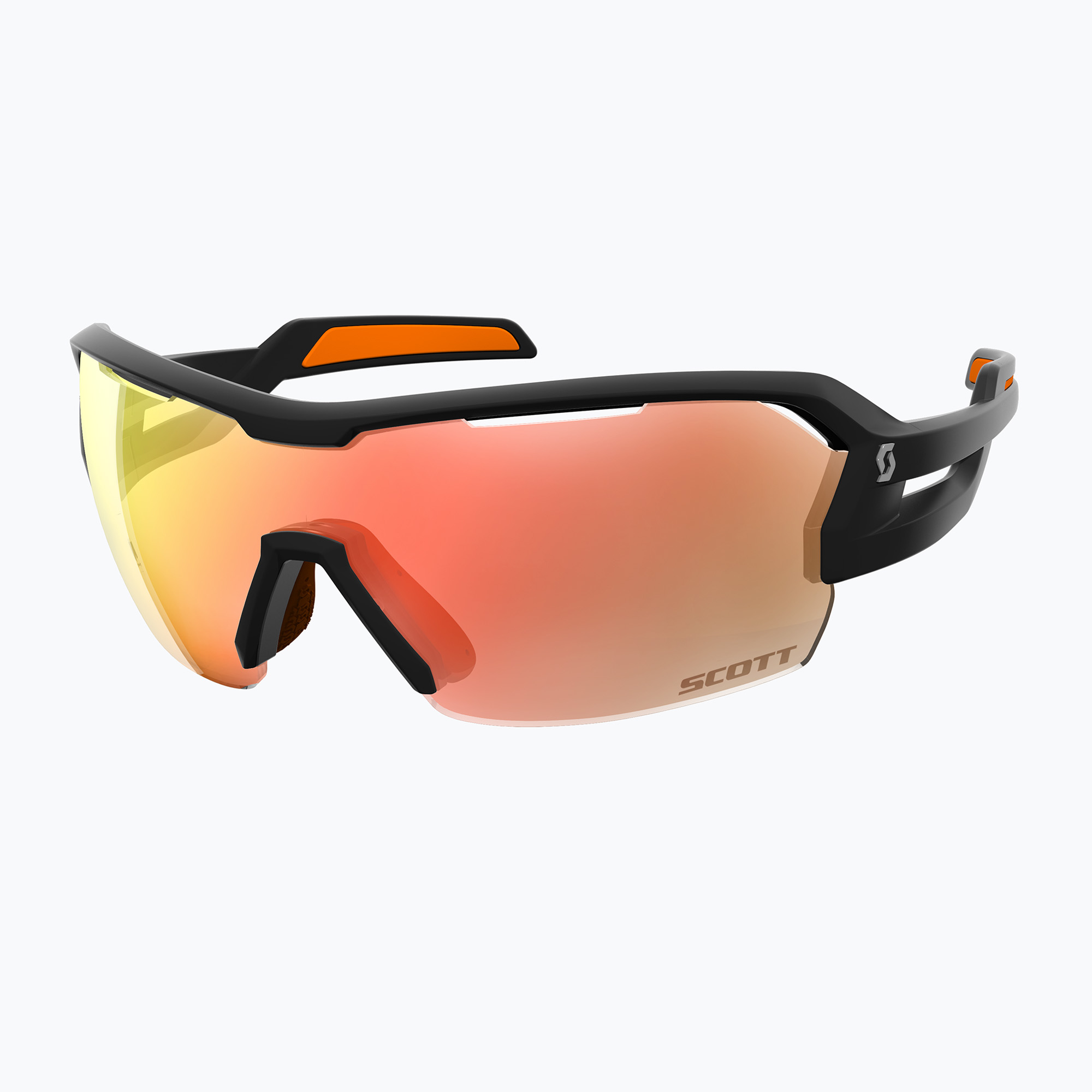 SCOTT Spur black matt/orange/red chrome enhancer/clear sunglasses