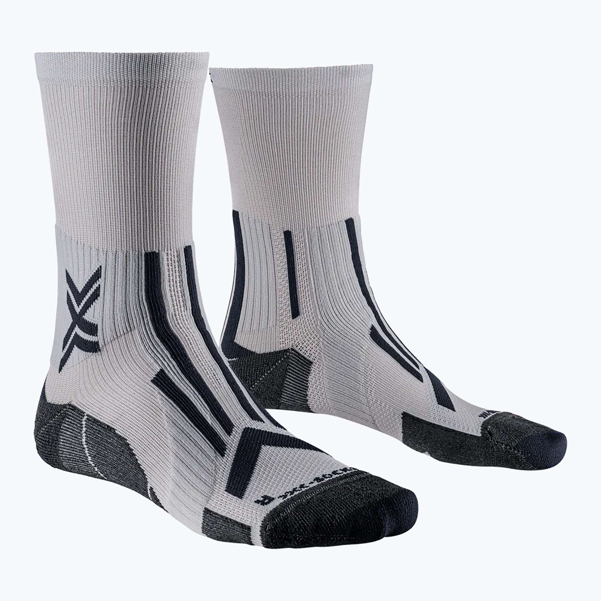 Men's X-Socks Trailrun Perform Crew pearl grey/charcoal running socks (35-38 EU)