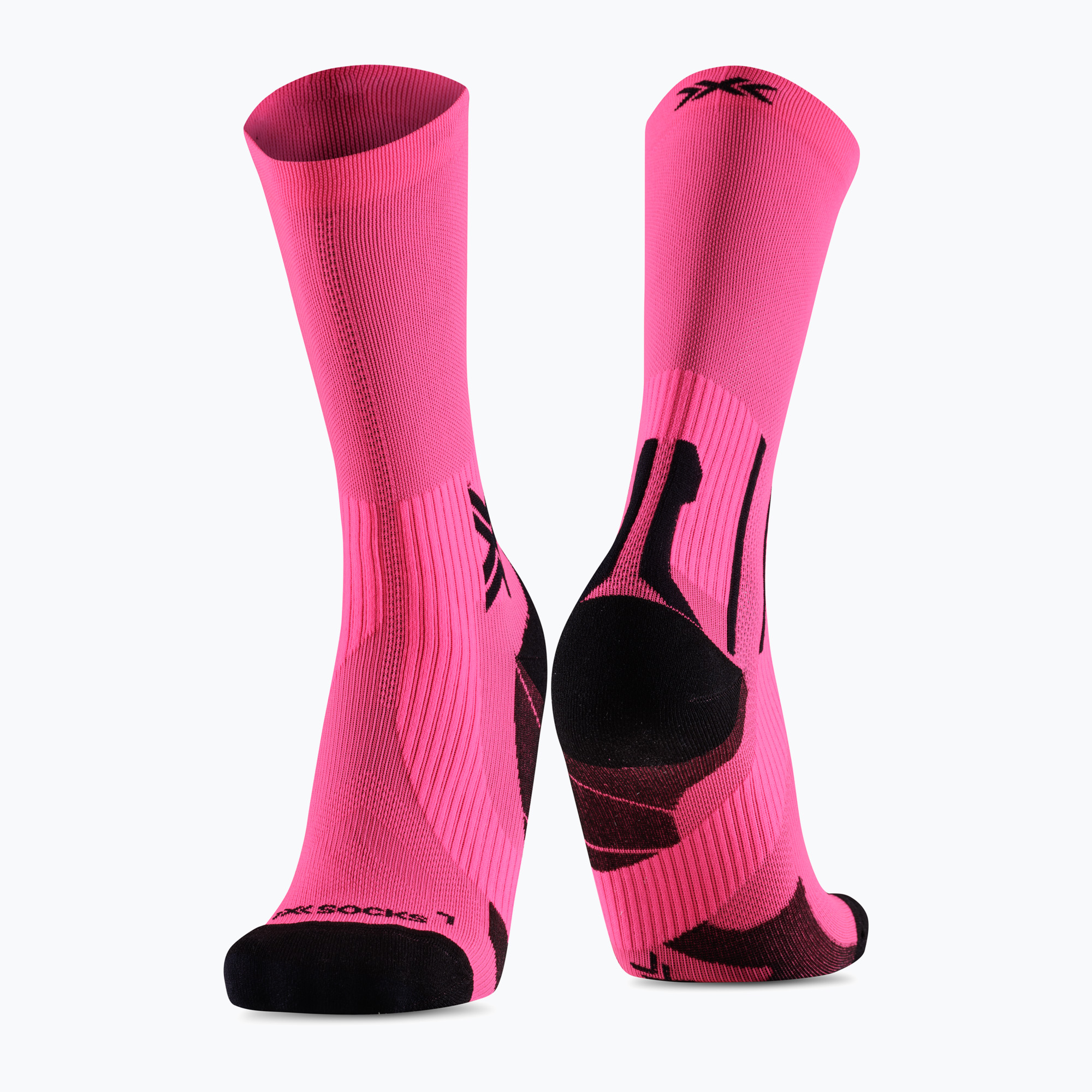 Men's socks X-Socks Run Perform Crew fluo pink/x black (39-41 EU)